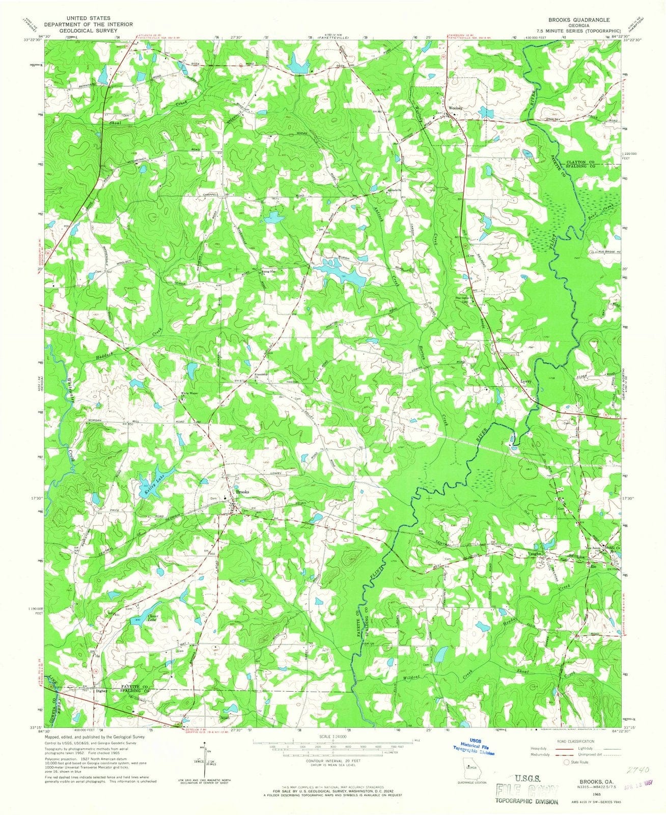1965 Brooks, GA - Georgia - USGS Topographic Map