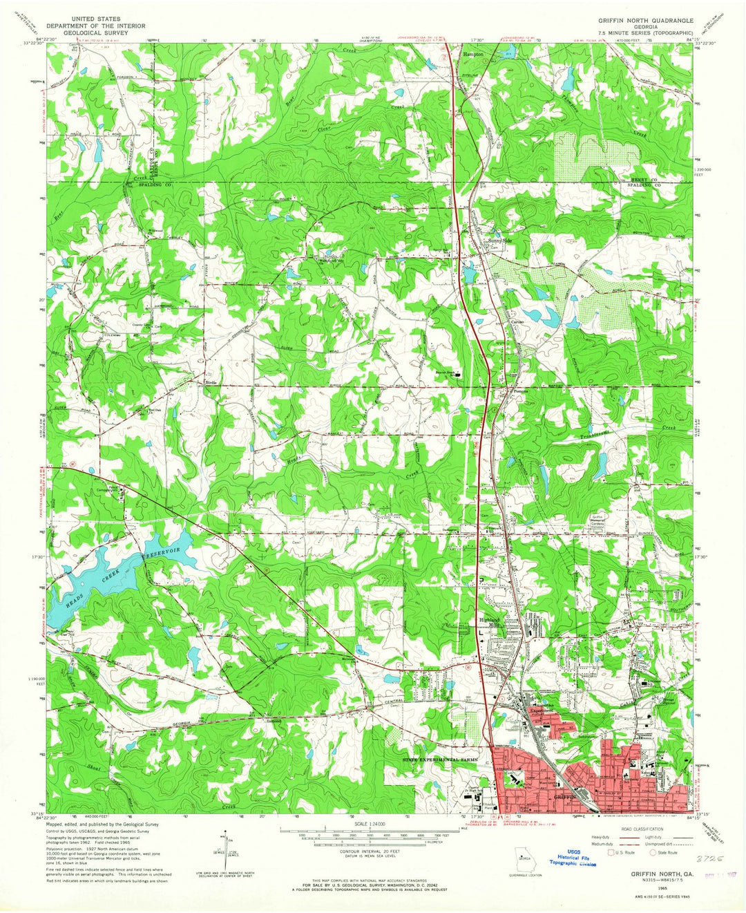 1965 Griffin North, GA - Georgia - USGS Topographic Map