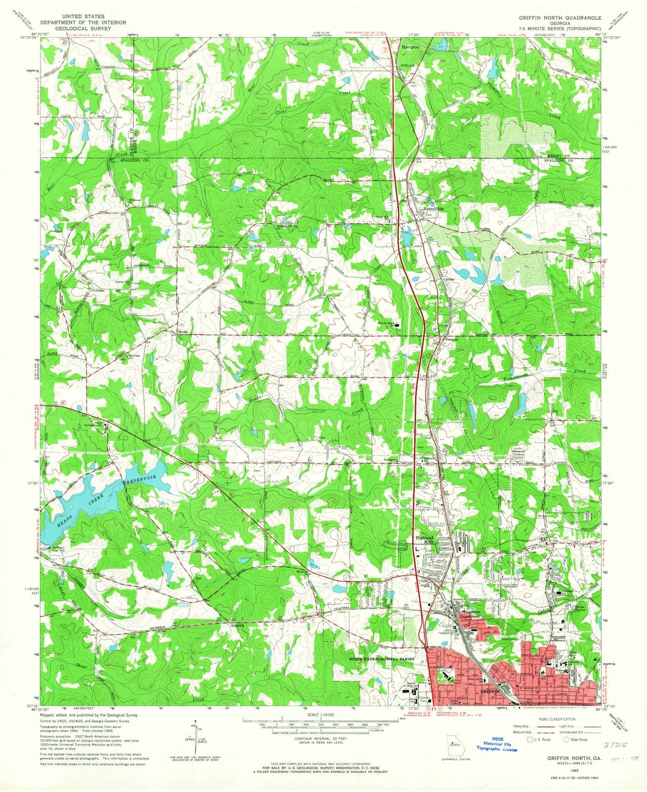 1965 Griffin North, GA - Georgia - USGS Topographic Map