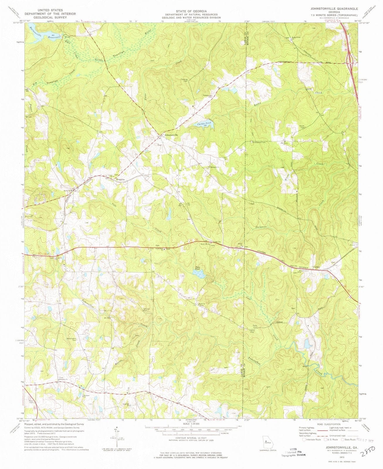 1973 Johnstonville, GA - Georgia - USGS Topographic Map