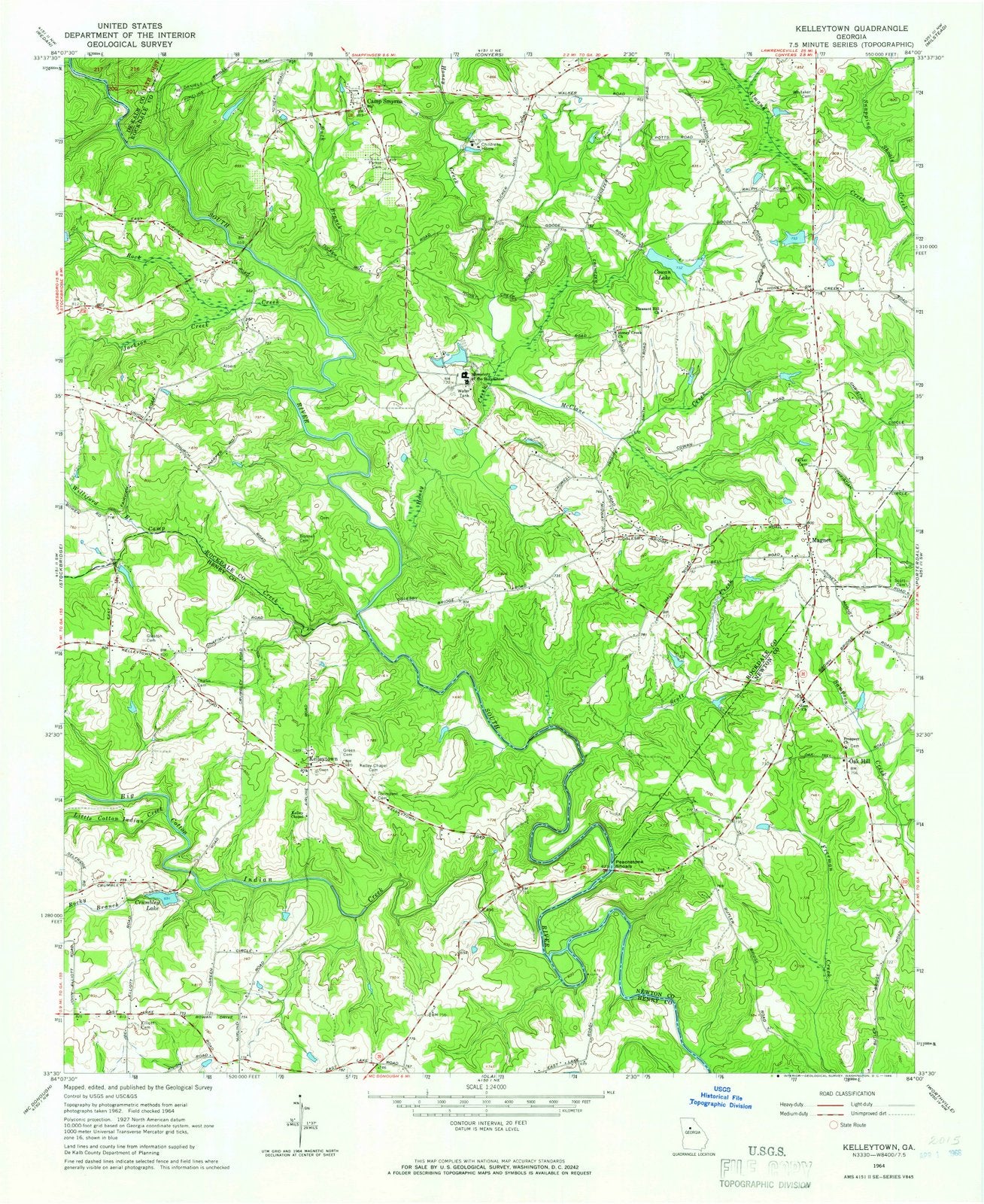 1964 Kelleytown, GA - Georgia - USGS Topographic Map