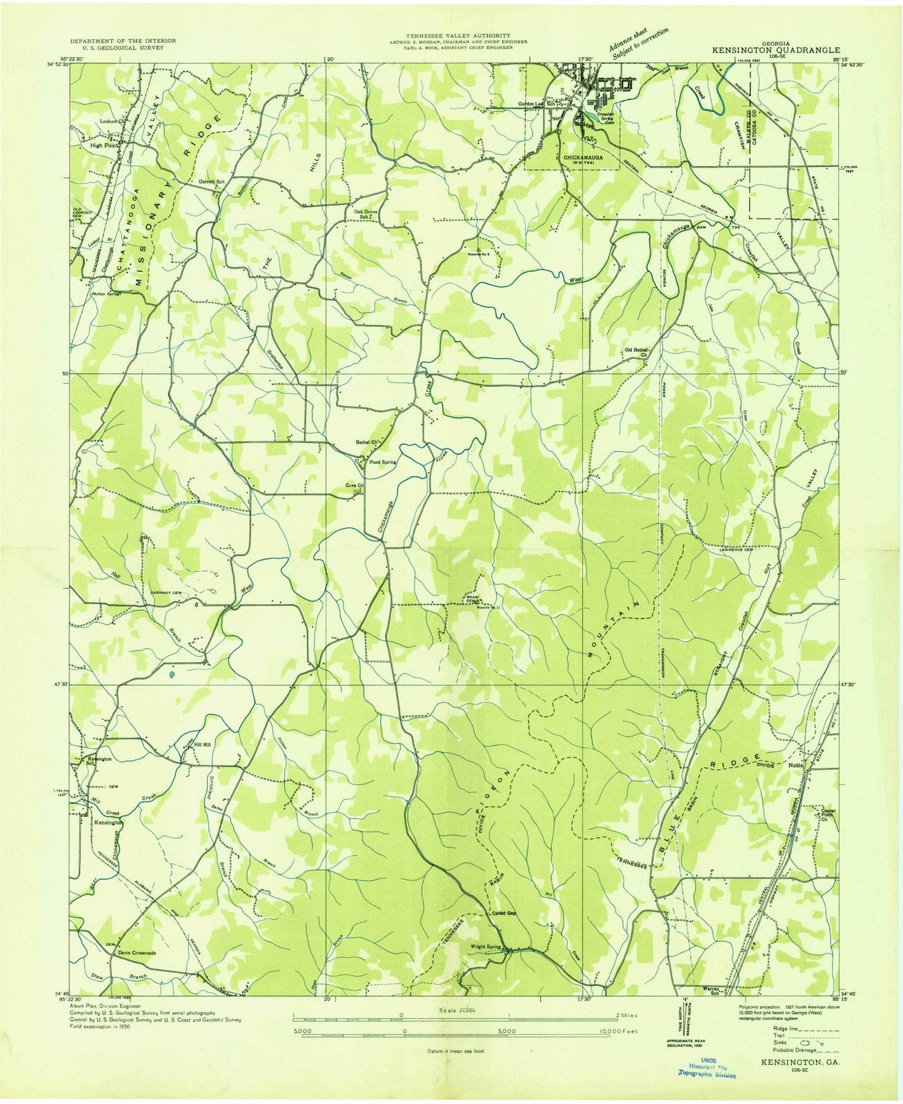 1936 Kensington, GA - Georgia - USGS Topographic Map