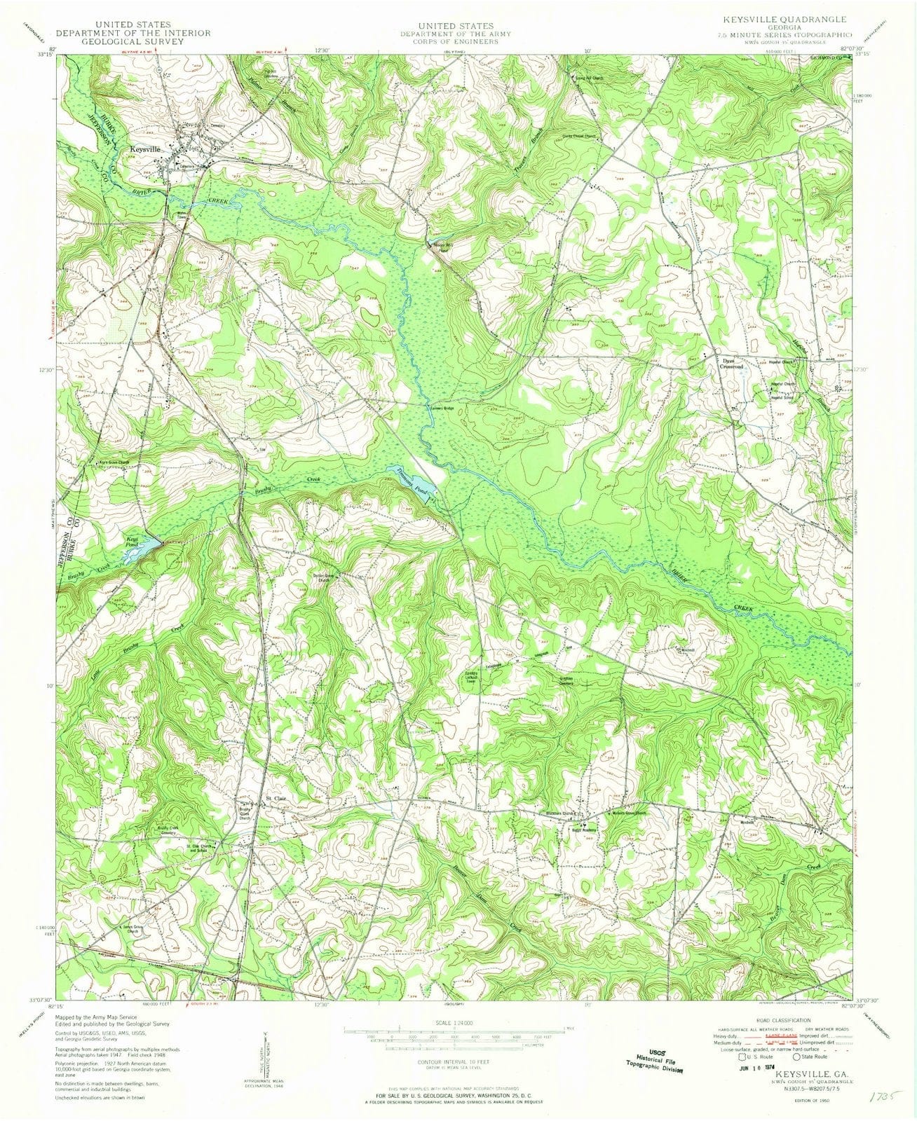 1950 Keysville, GA - Georgia - USGS Topographic Map