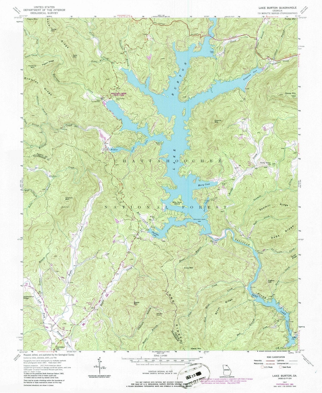 1957 Lake Burton, GA - Georgia - USGS Topographic Map