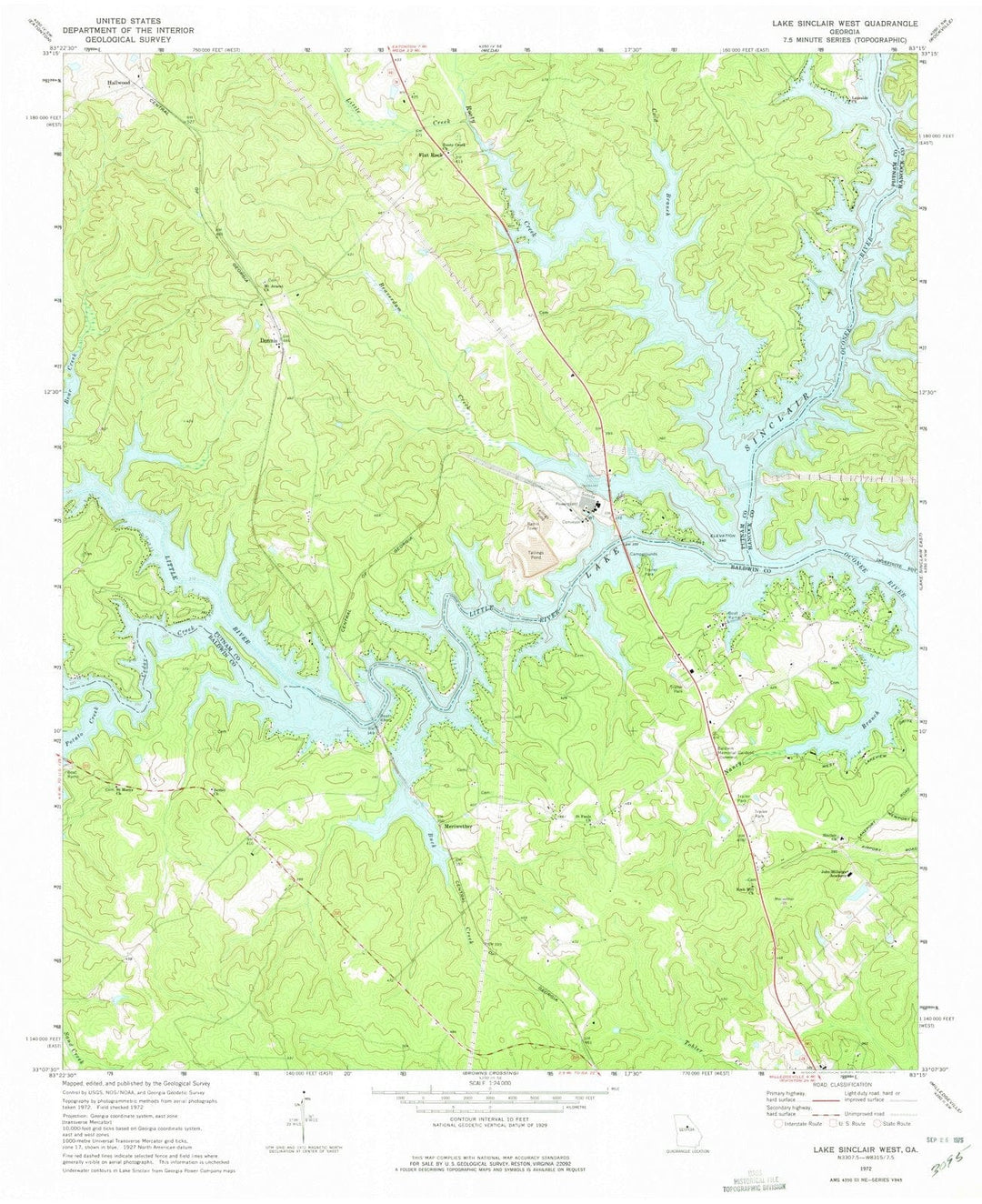 1972 Lake Sinclair West, GA - Georgia - USGS Topographic Map