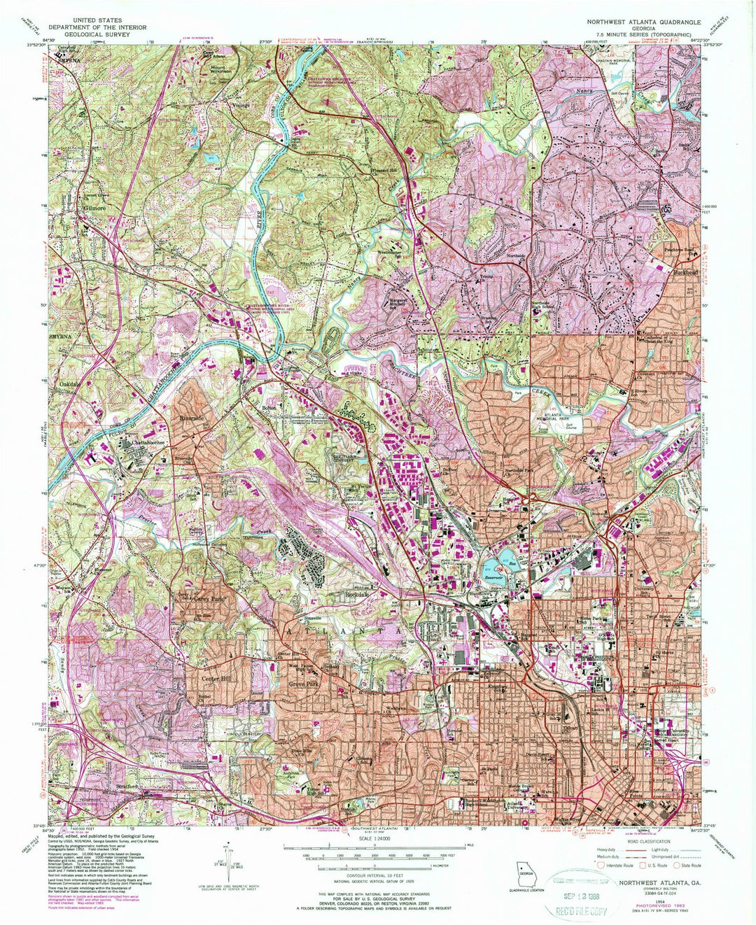 1954 Northwest Atlanta, GA - Georgia - USGS Topographic Map