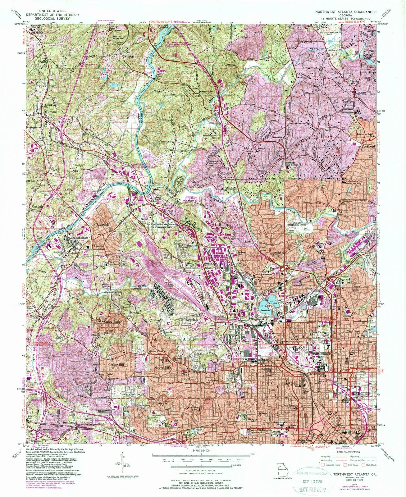 1954 Northwest Atlanta, GA - Georgia - USGS Topographic Map