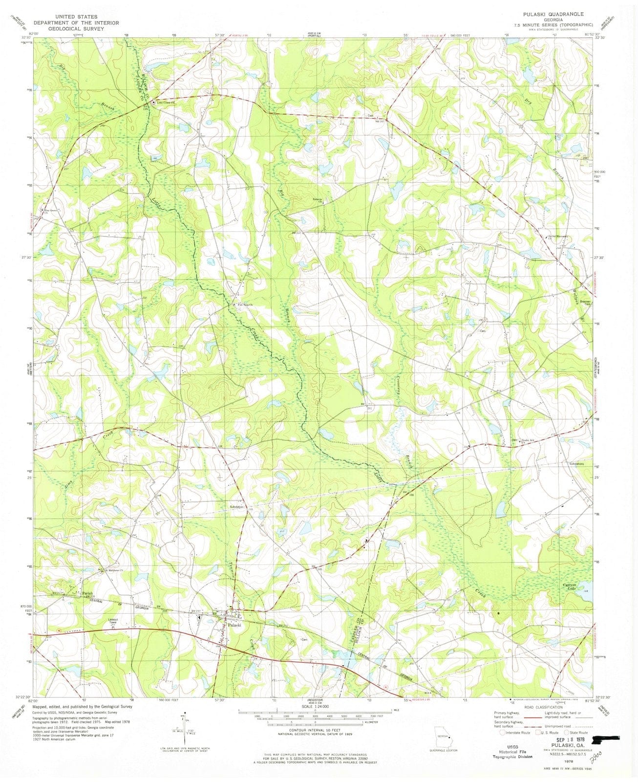 1978 Pulaski, GA - Georgia - USGS Topographic Map