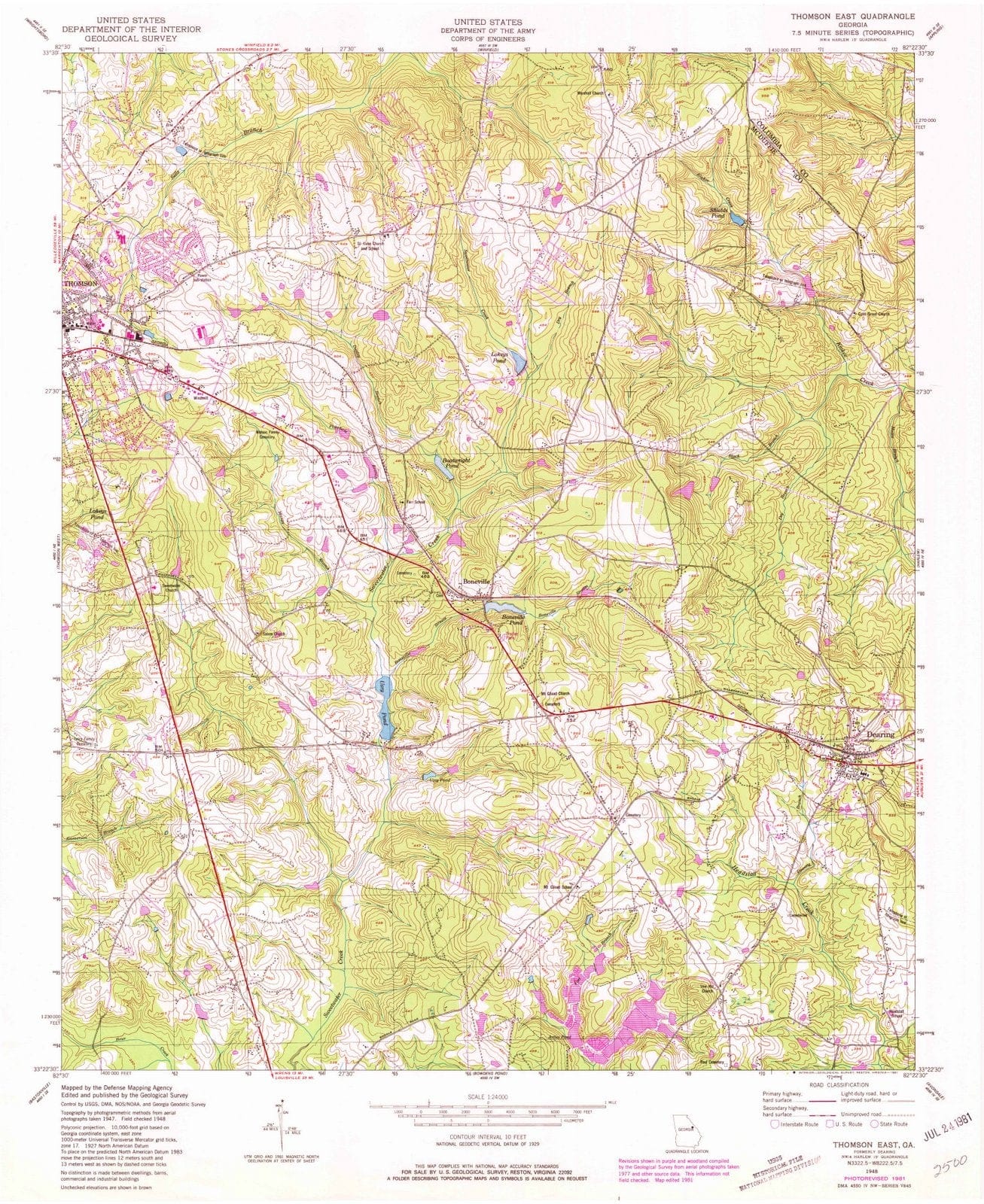 1948 Thomson East, GA - Georgia - USGS Topographic Map