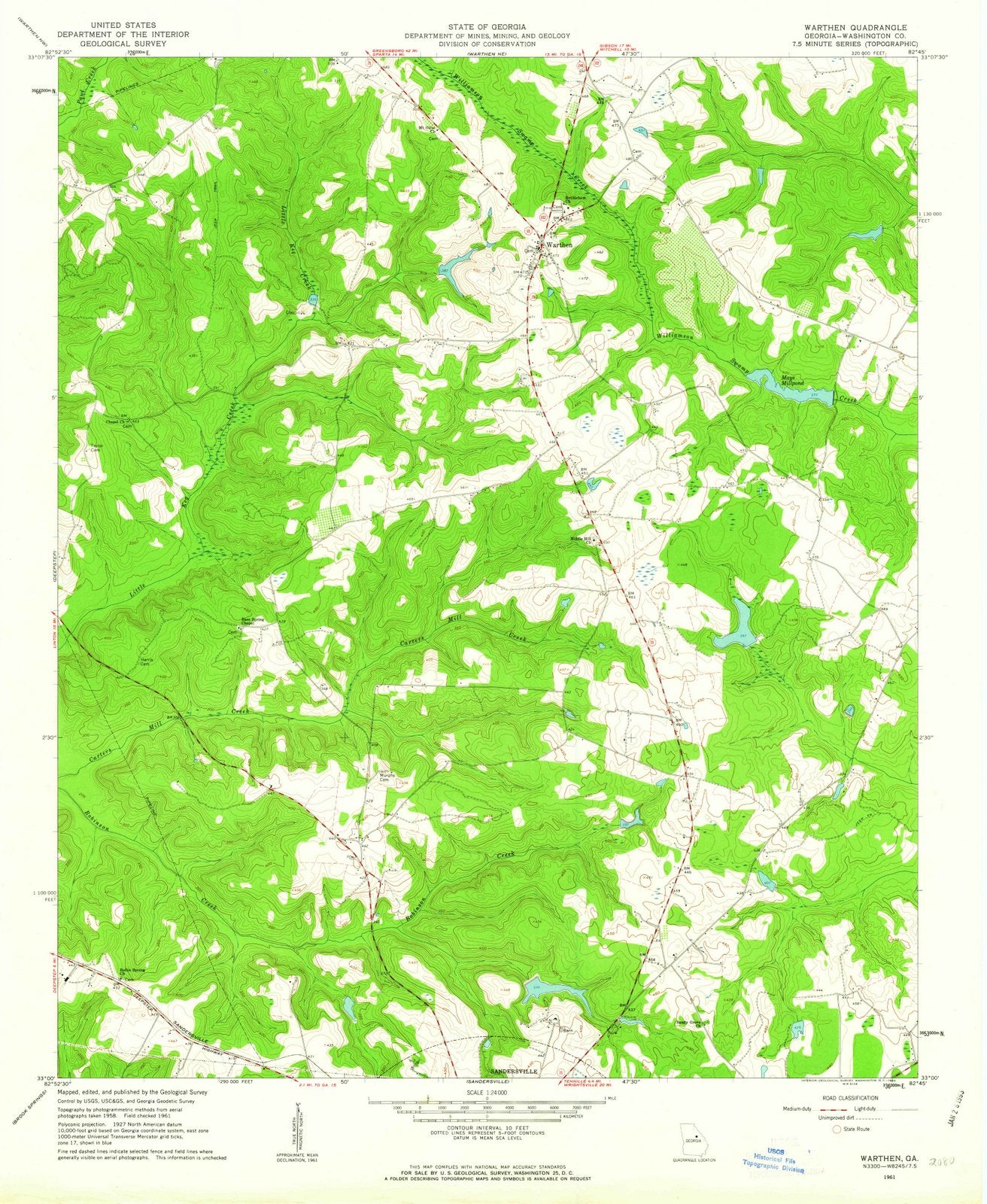 1961 Warthen, GA - Georgia - USGS Topographic Map v2