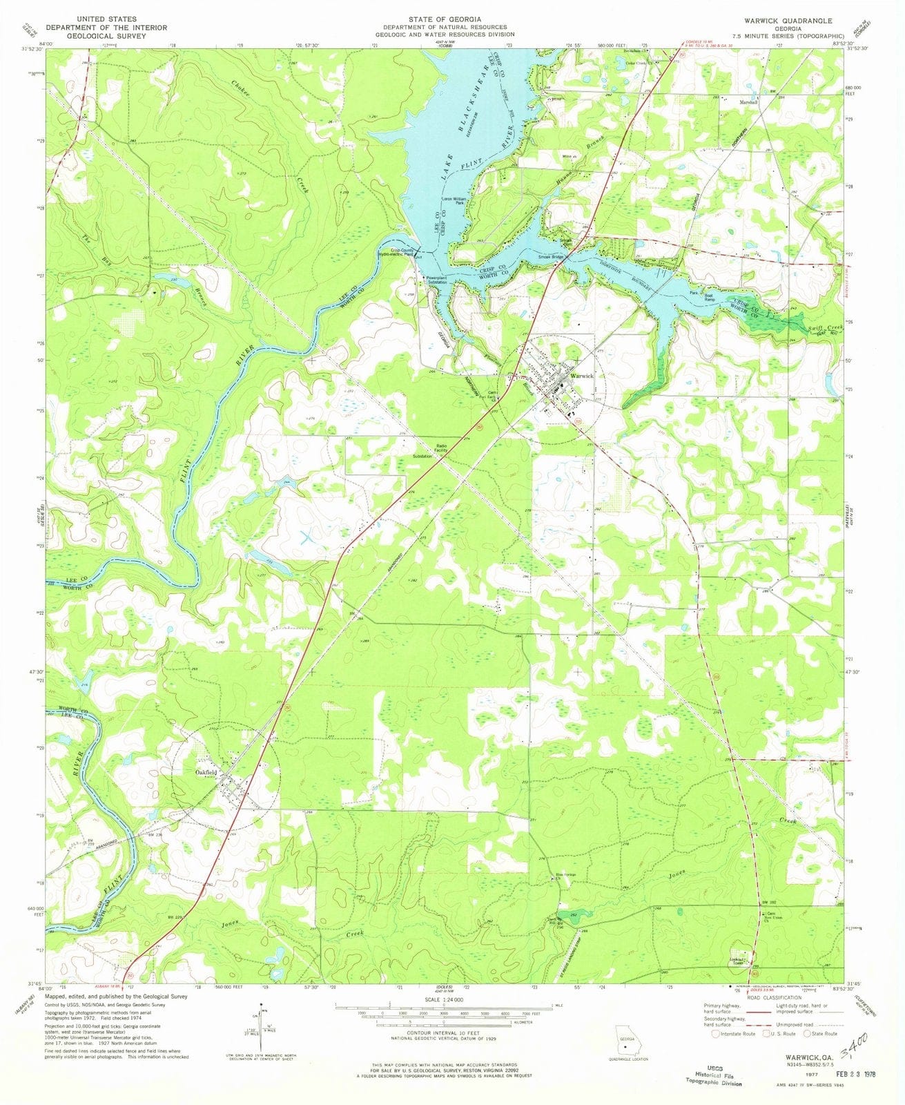 1977 Warwick, GA - Georgia - USGS Topographic Map