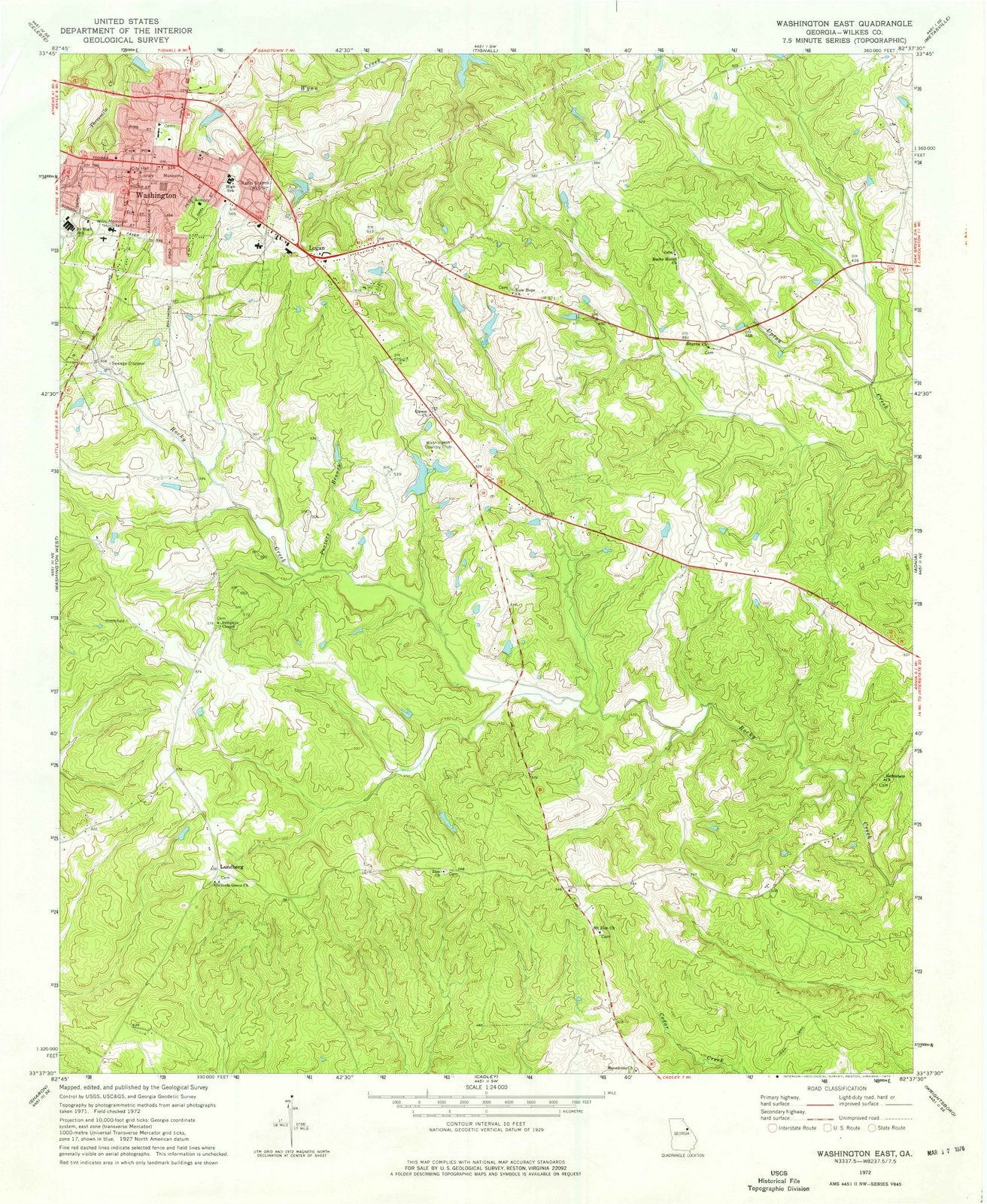1972 Washington East, GA - Georgia - USGS Topographic Map