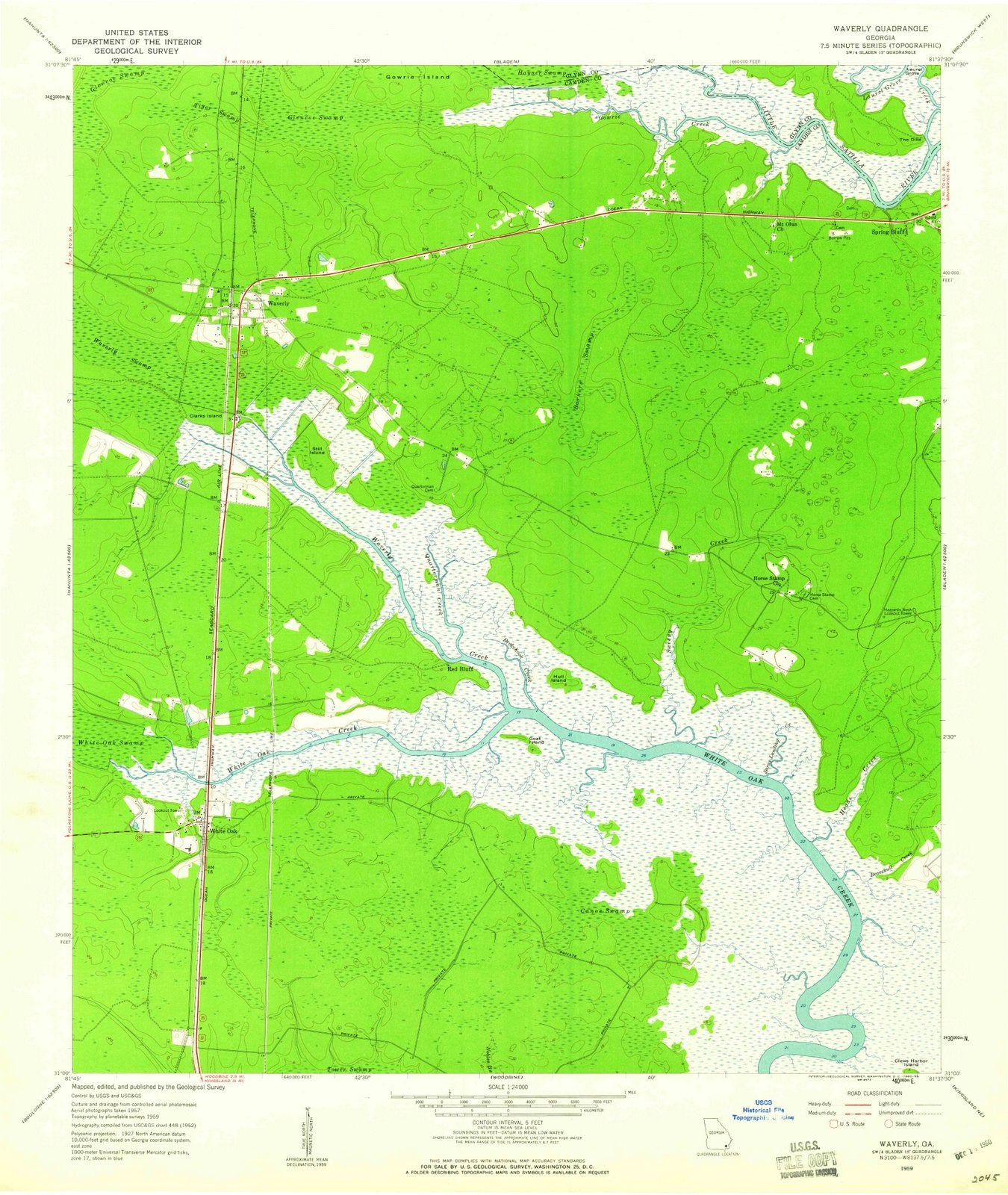 1959 Waverly, GA - Georgia - USGS Topographic Map