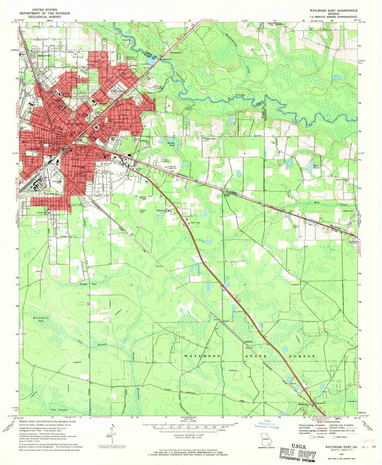 1967 Waycross, GA - Georgia - USGS Topographic Map