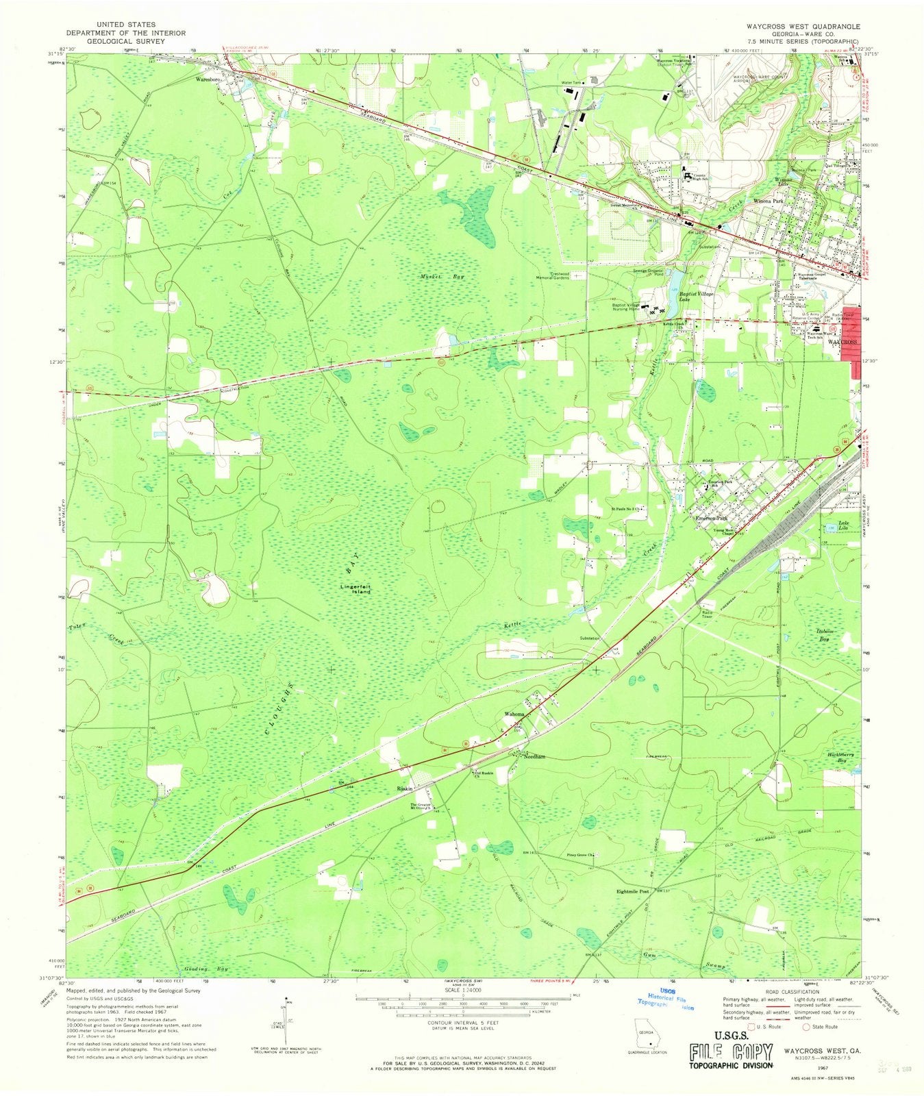 1967 Waycross, GA - Georgia - USGS Topographic Map v2