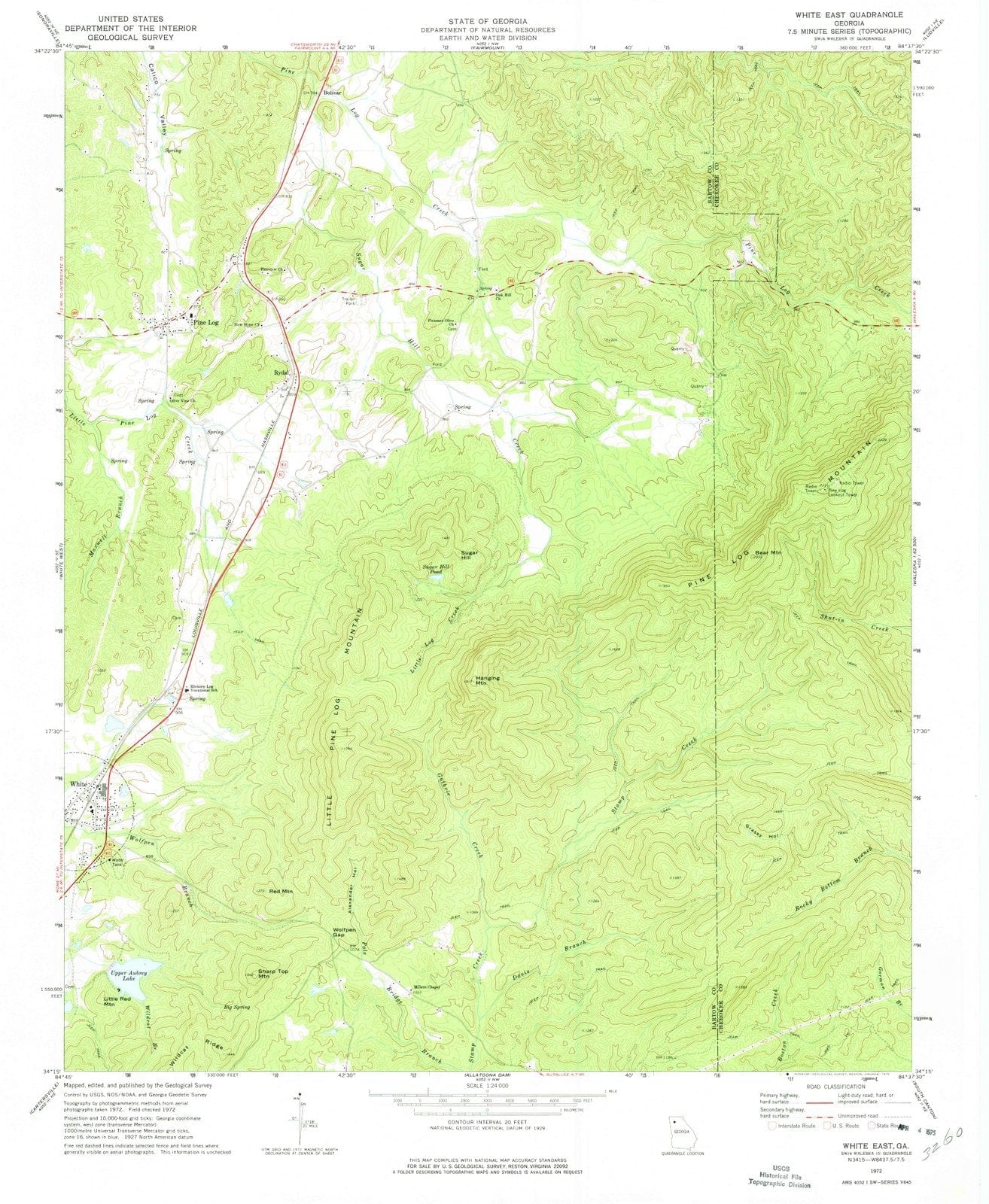 1972 White East, GA - Georgia - USGS Topographic Map