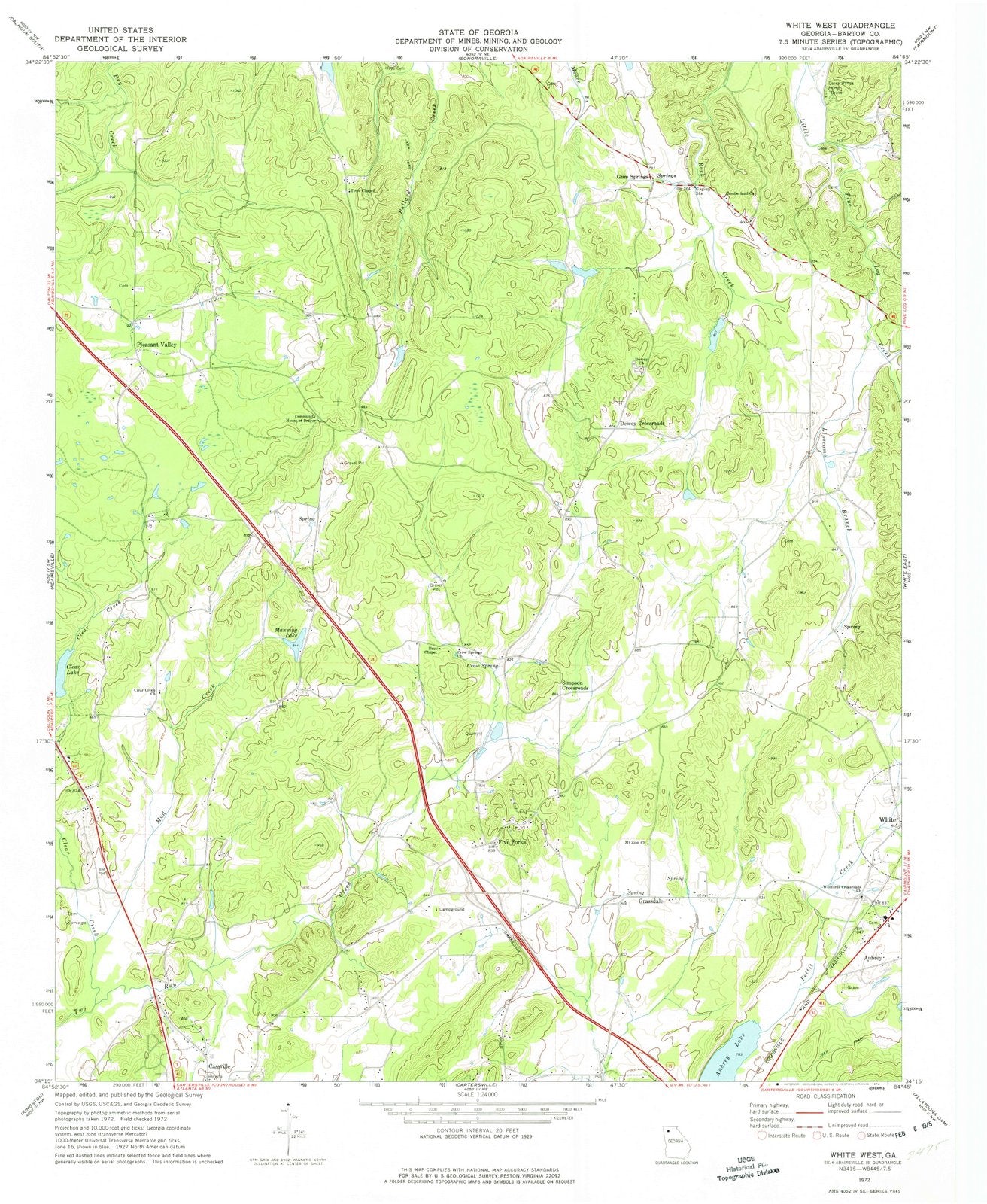 1972 White West, GA - Georgia - USGS Topographic Map