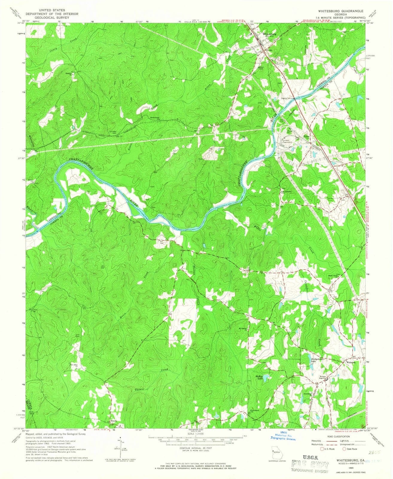 1965 Whitesburg, GA - Georgia - USGS Topographic Map