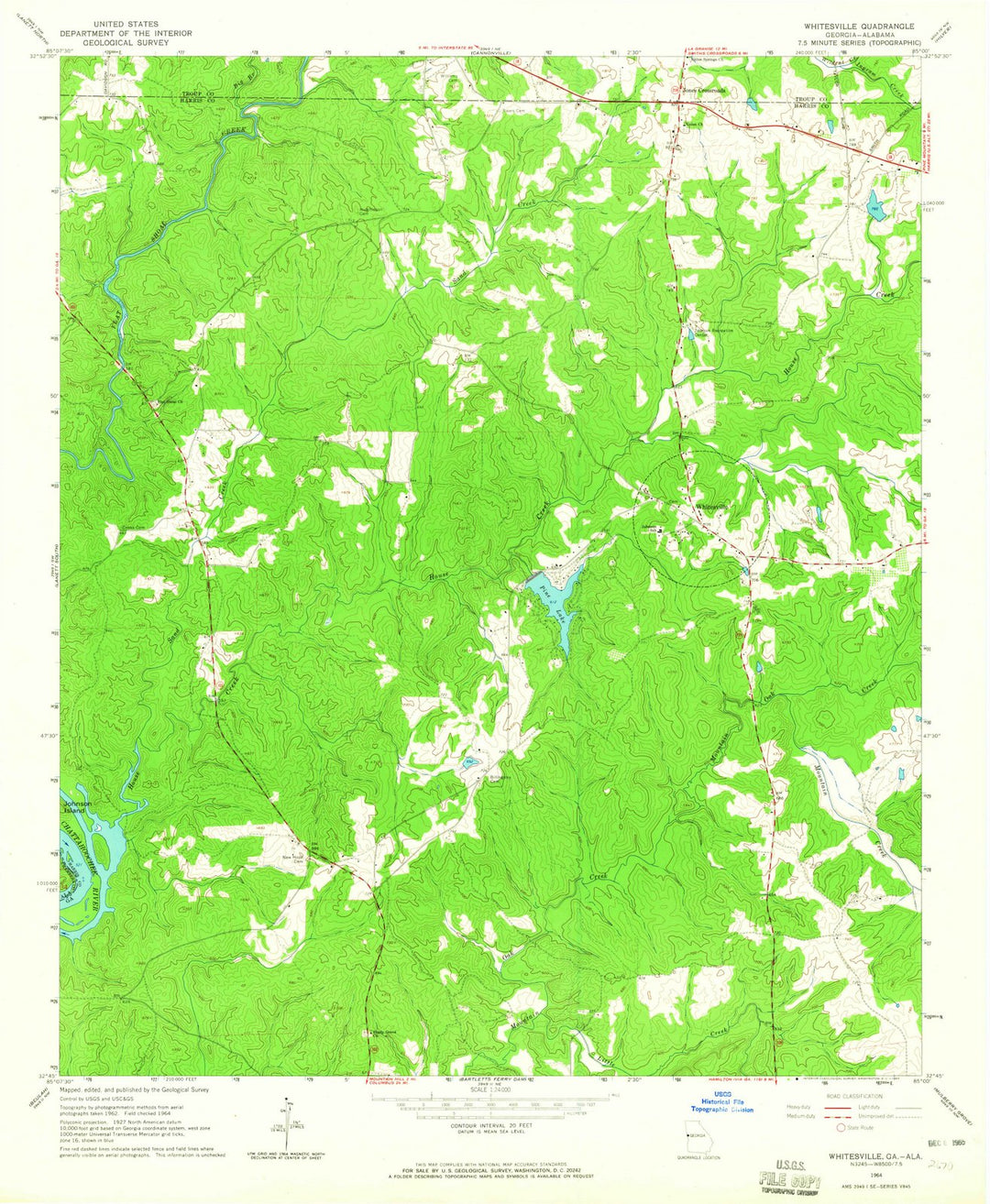 1964 Whitesville, GA - Georgia - USGS Topographic Map