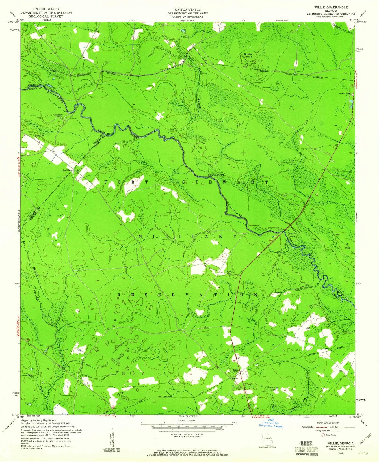 1958 Willie, GA - Georgia - USGS Topographic Map
