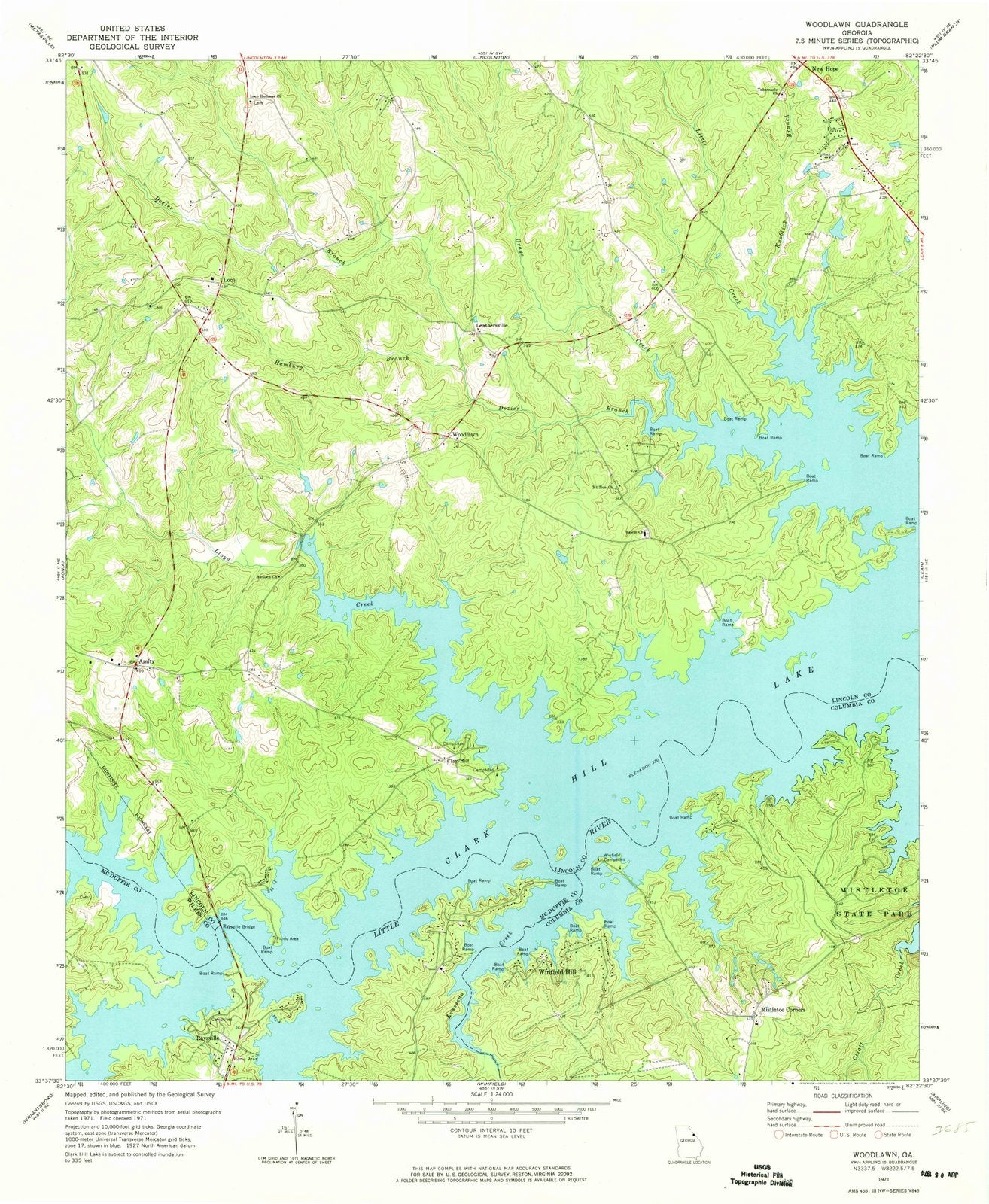 1971 Woodlawn, GA - Georgia - USGS Topographic Map