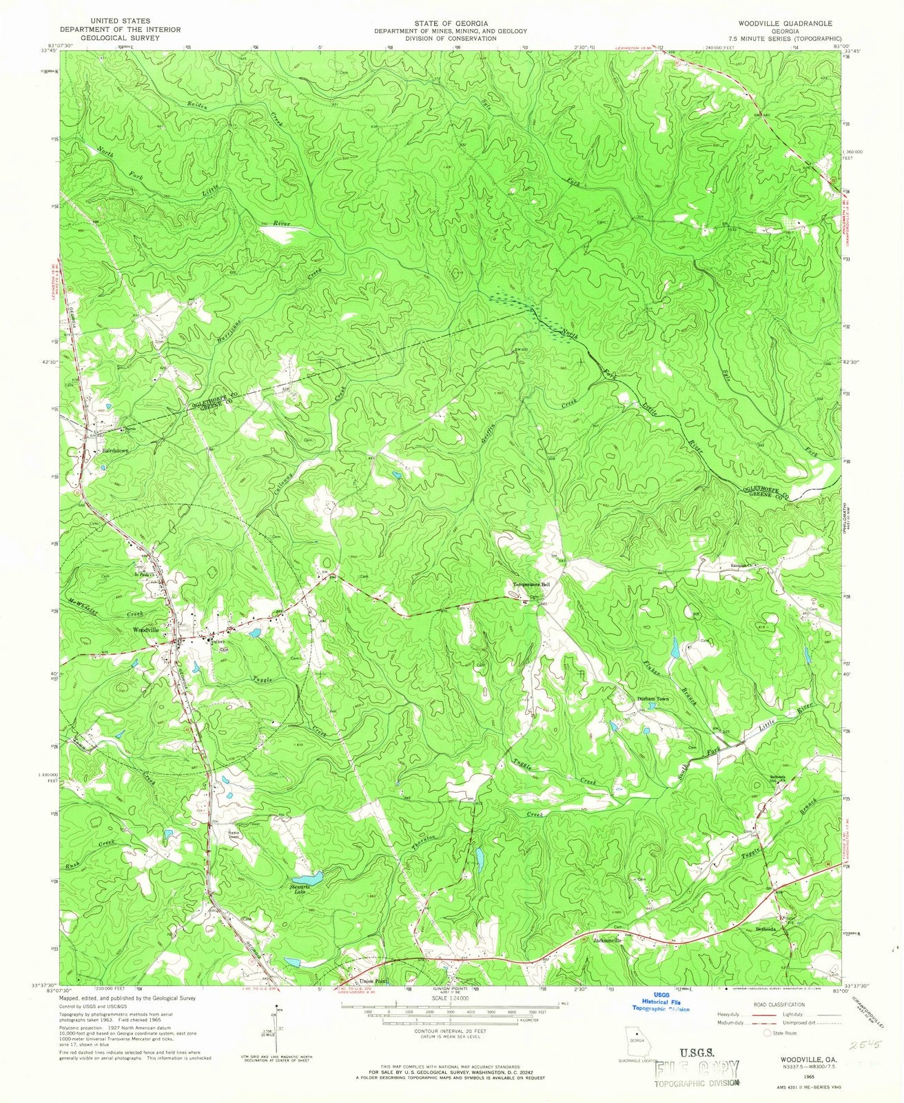 1965 Woodville, GA - Georgia - USGS Topographic Map