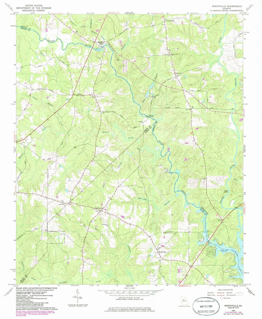 1964 Worthville, GA - Georgia - USGS Topographic Map