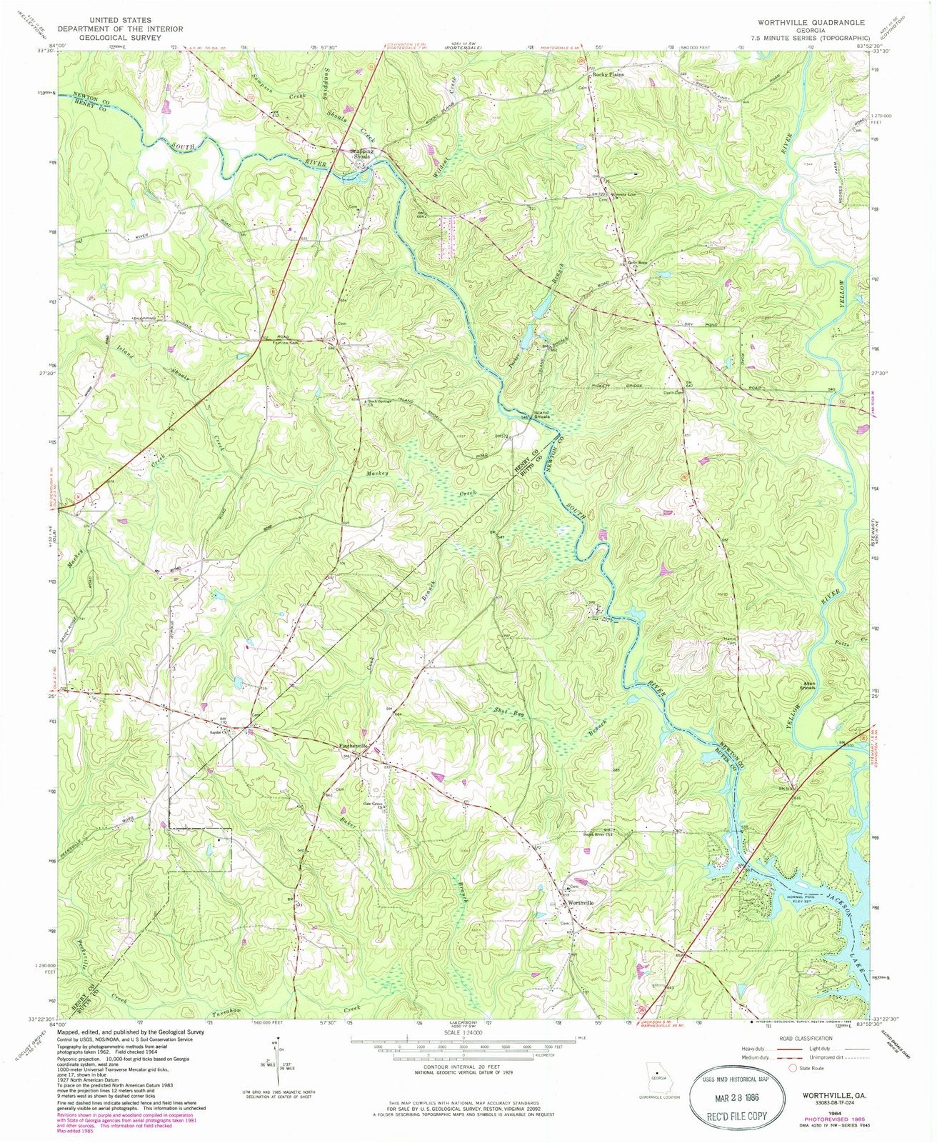 1964 Worthville, GA - Georgia - USGS Topographic Map