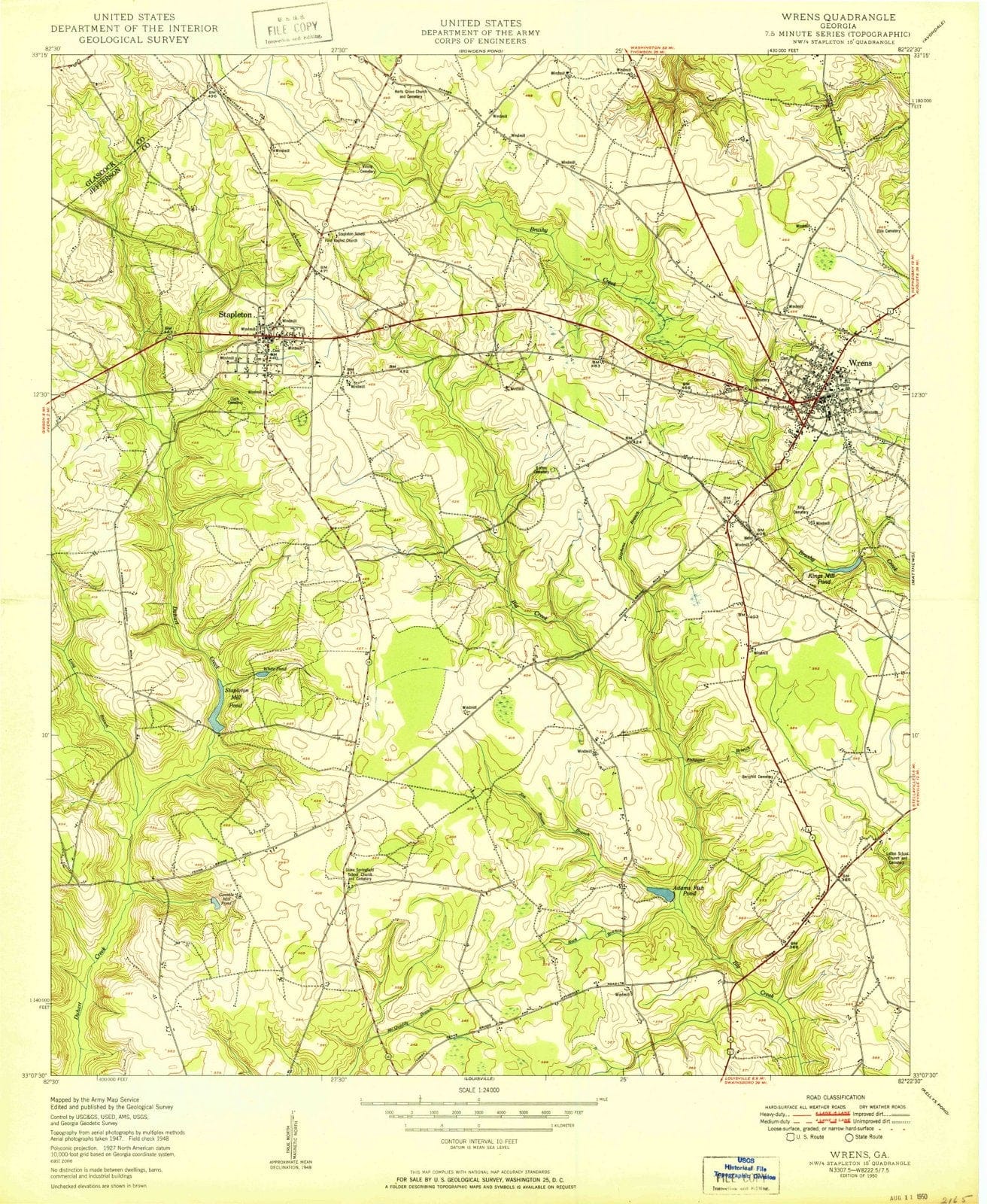 1950 Wrens, GA - Georgia - USGS Topographic Map