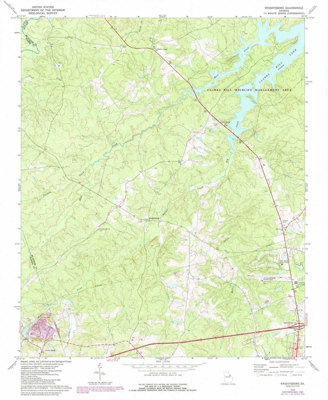 1972 Wrightsboro, GA - Georgia - USGS Topographic Map