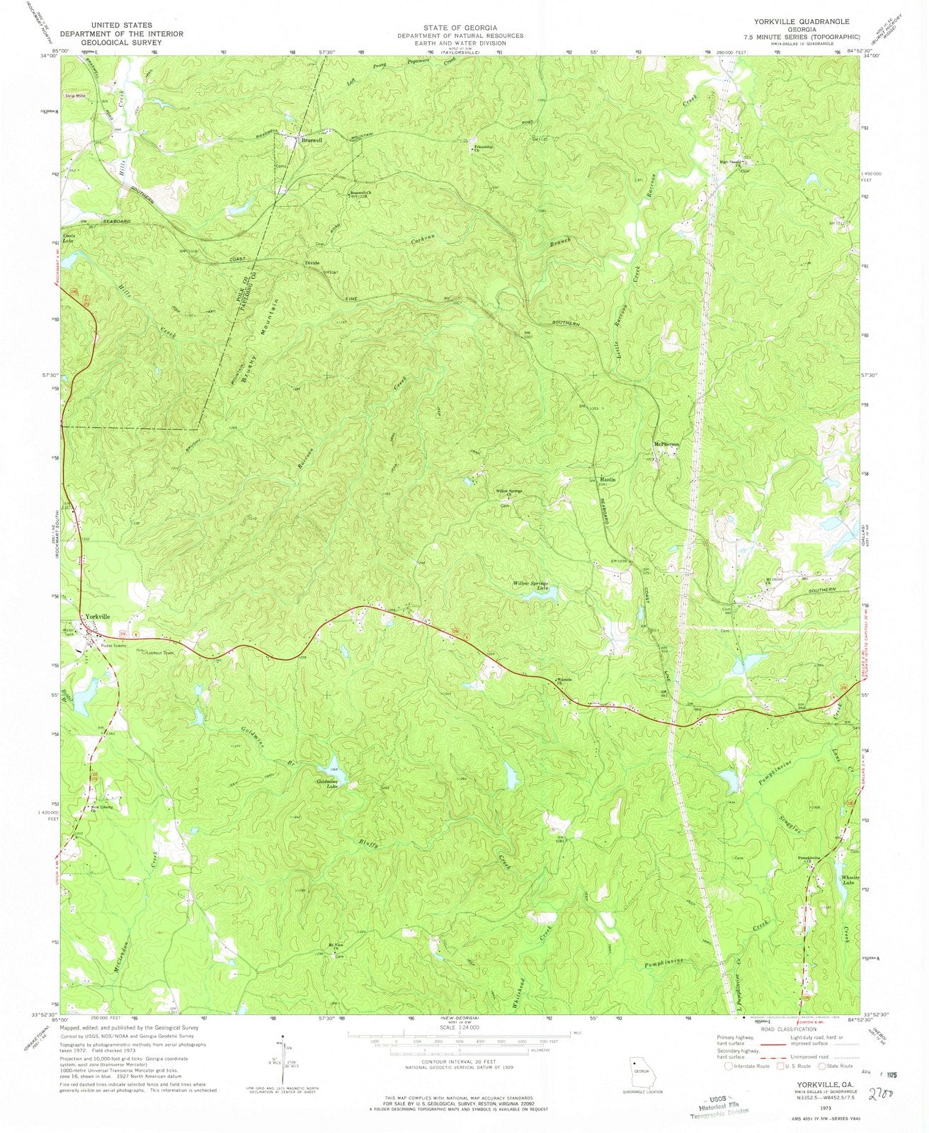 1973 Yorkville, GA - Georgia - USGS Topographic Map