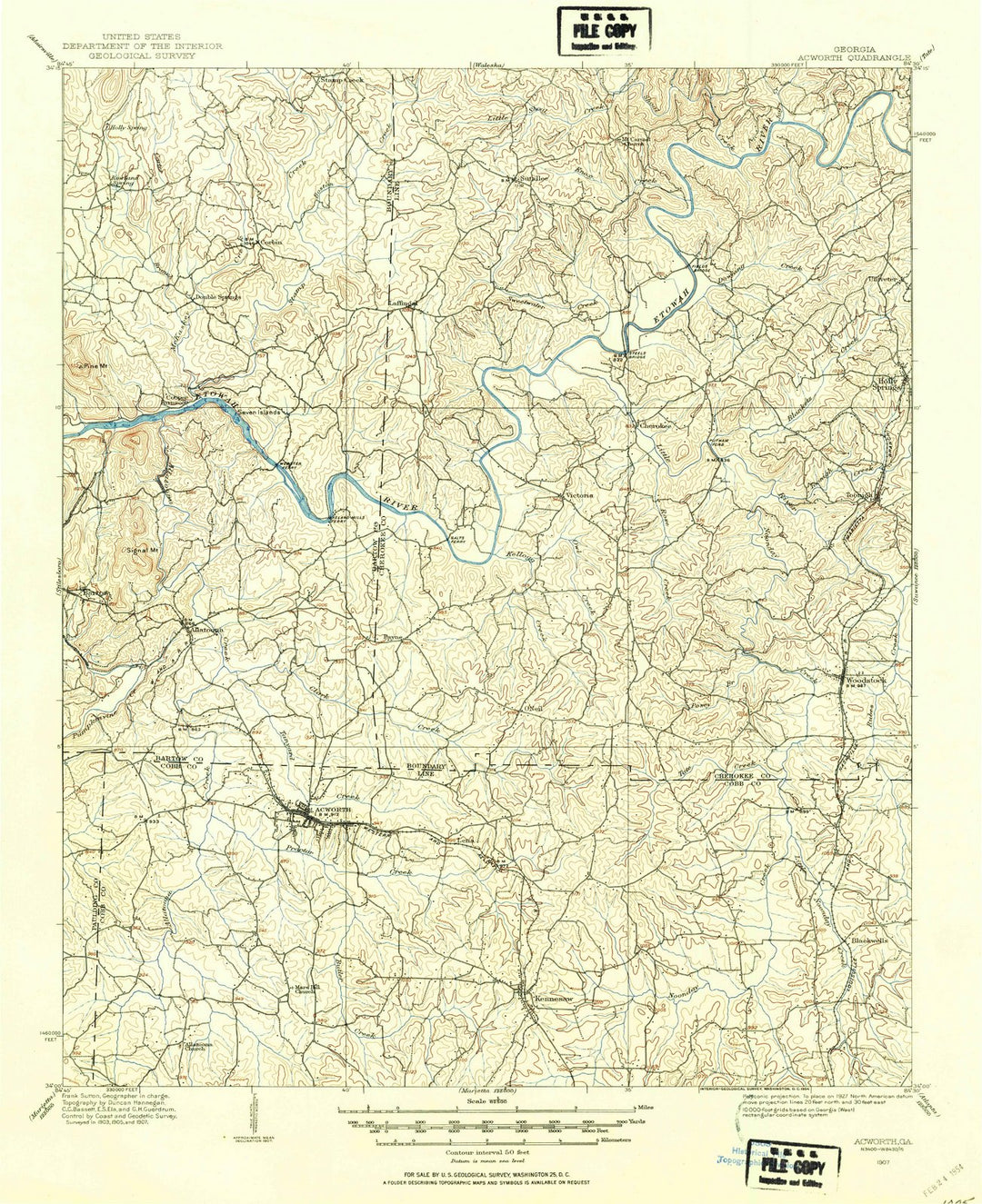 1907 Acworth, GA - Georgia - USGS Topographic Map