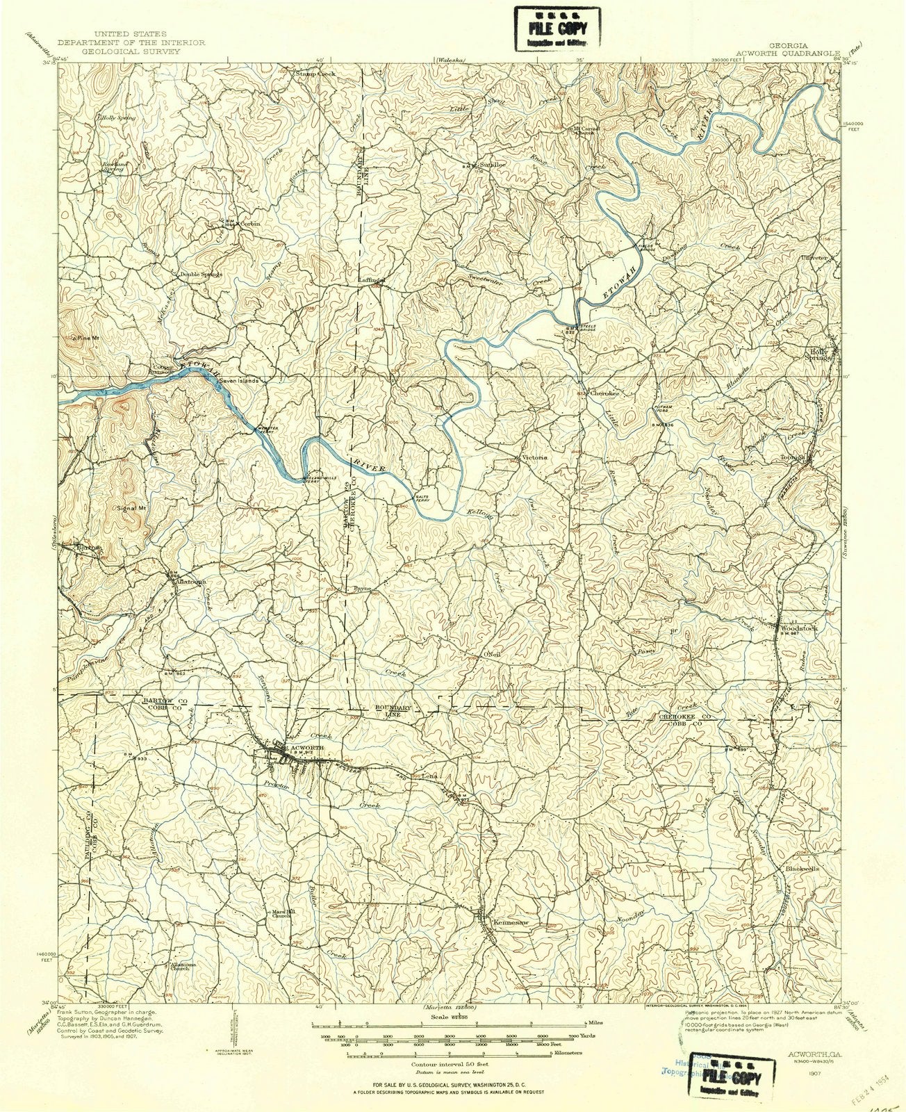 1907 Acworth, GA - Georgia - USGS Topographic Map