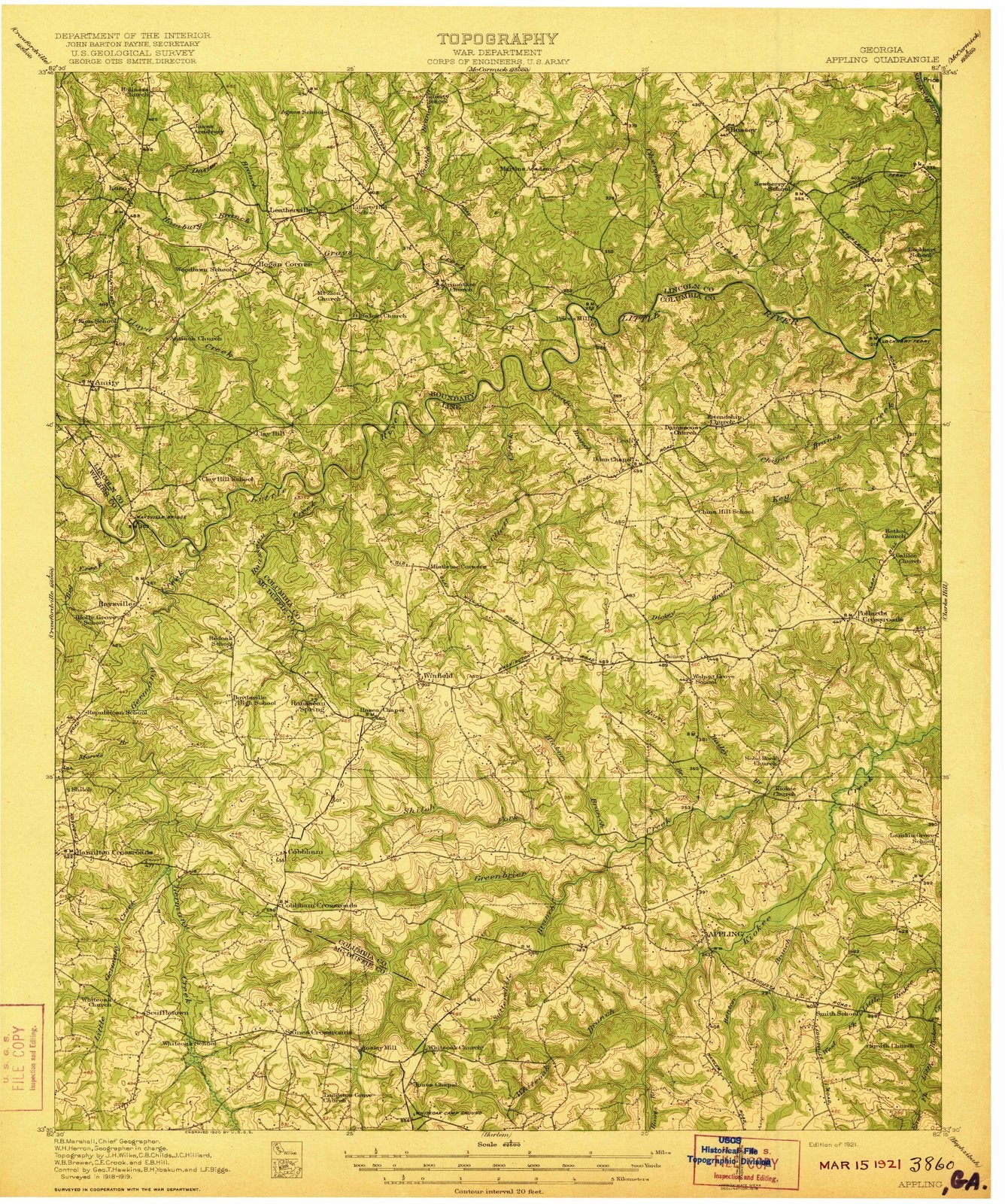 1921 Balance of Appling County, GA - Georgia - USGS Topographic Map