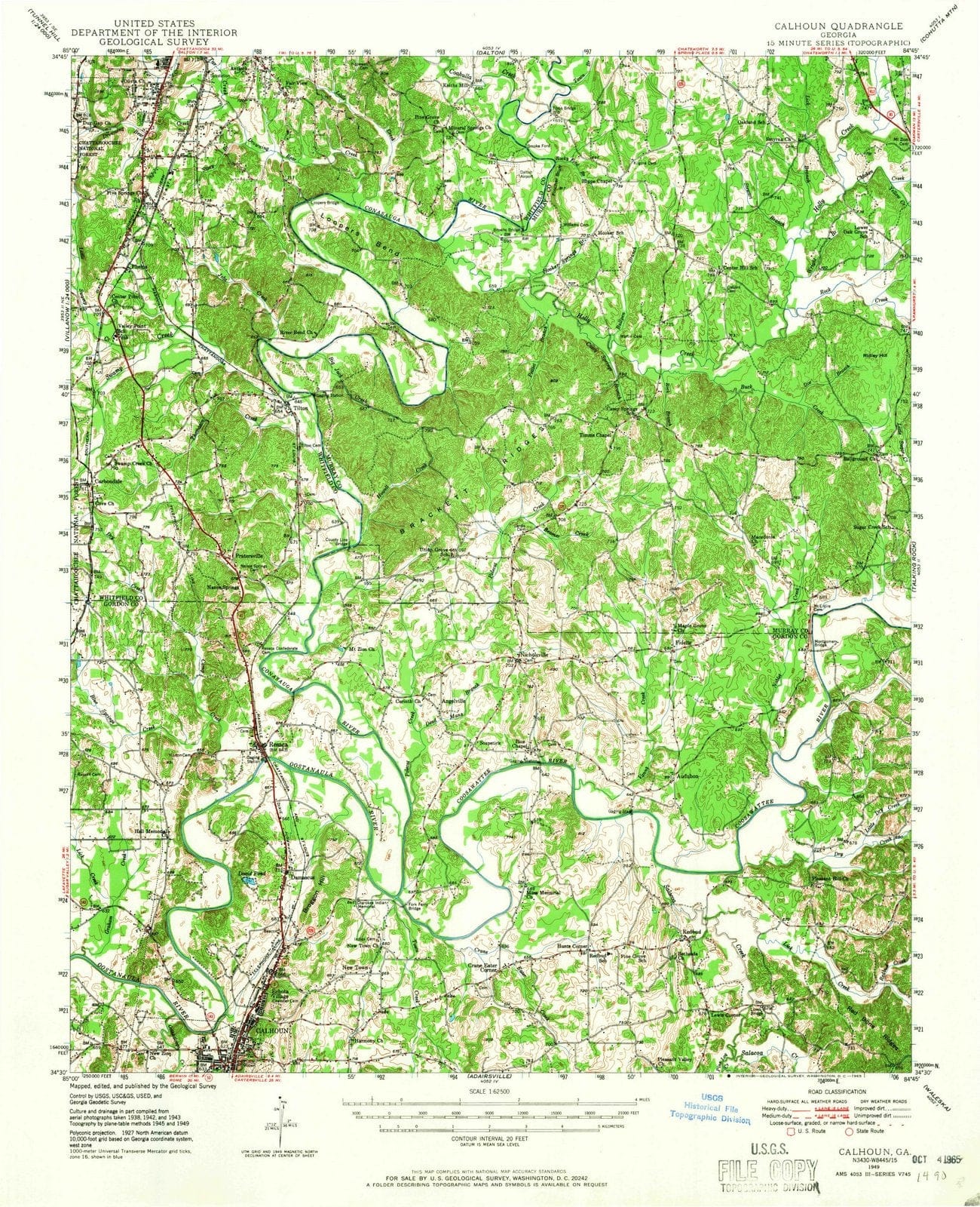 1949 Calhoun, GA - Georgia - USGS Topographic Map