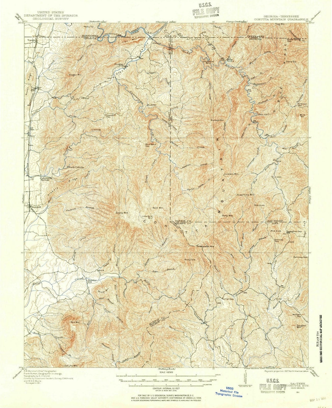 1911 Cohutta Mountain, GA - Georgia - USGS Topographic Map