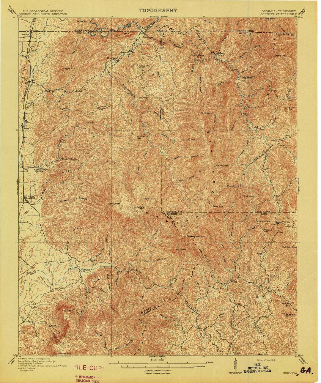1913 Cuhutta, GA - Georgia - USGS Topographic Map