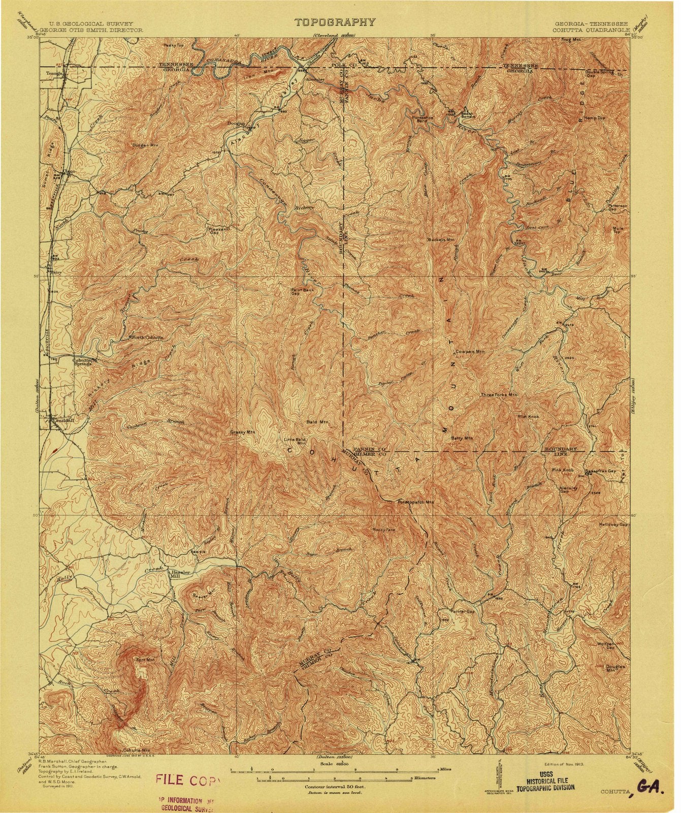 1913 Cuhutta, GA - Georgia - USGS Topographic Map