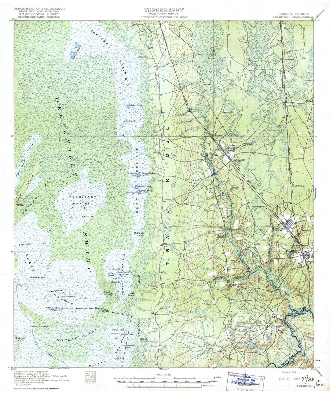1918 Folkston, GA - Georgia - USGS Topographic Map