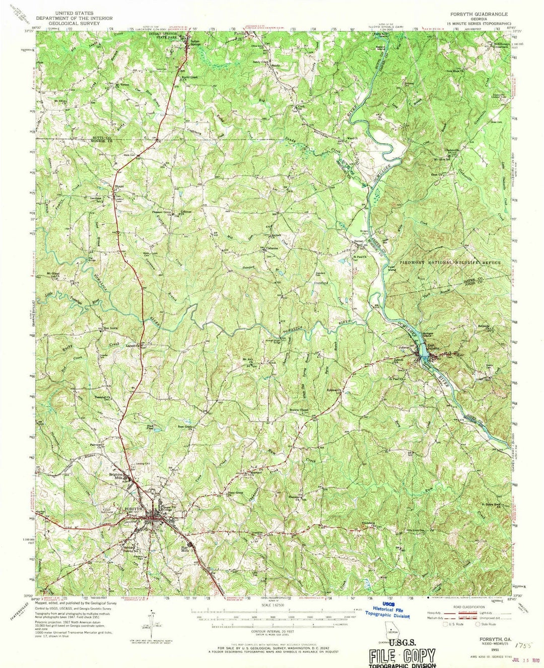 1951 Forsyth, GA - Georgia - USGS Topographic Map