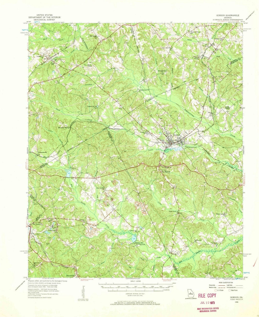1956 Gordon, GA - Georgia - USGS Topographic Map