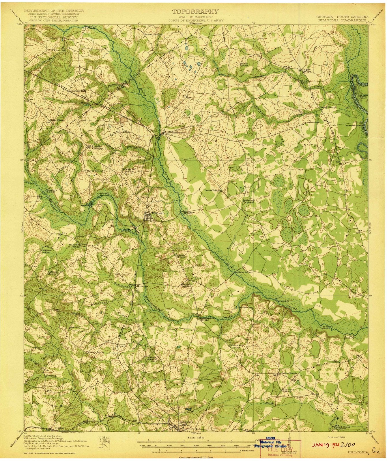 1920 Hilltonia, GA - Georgia - USGS Topographic Map
