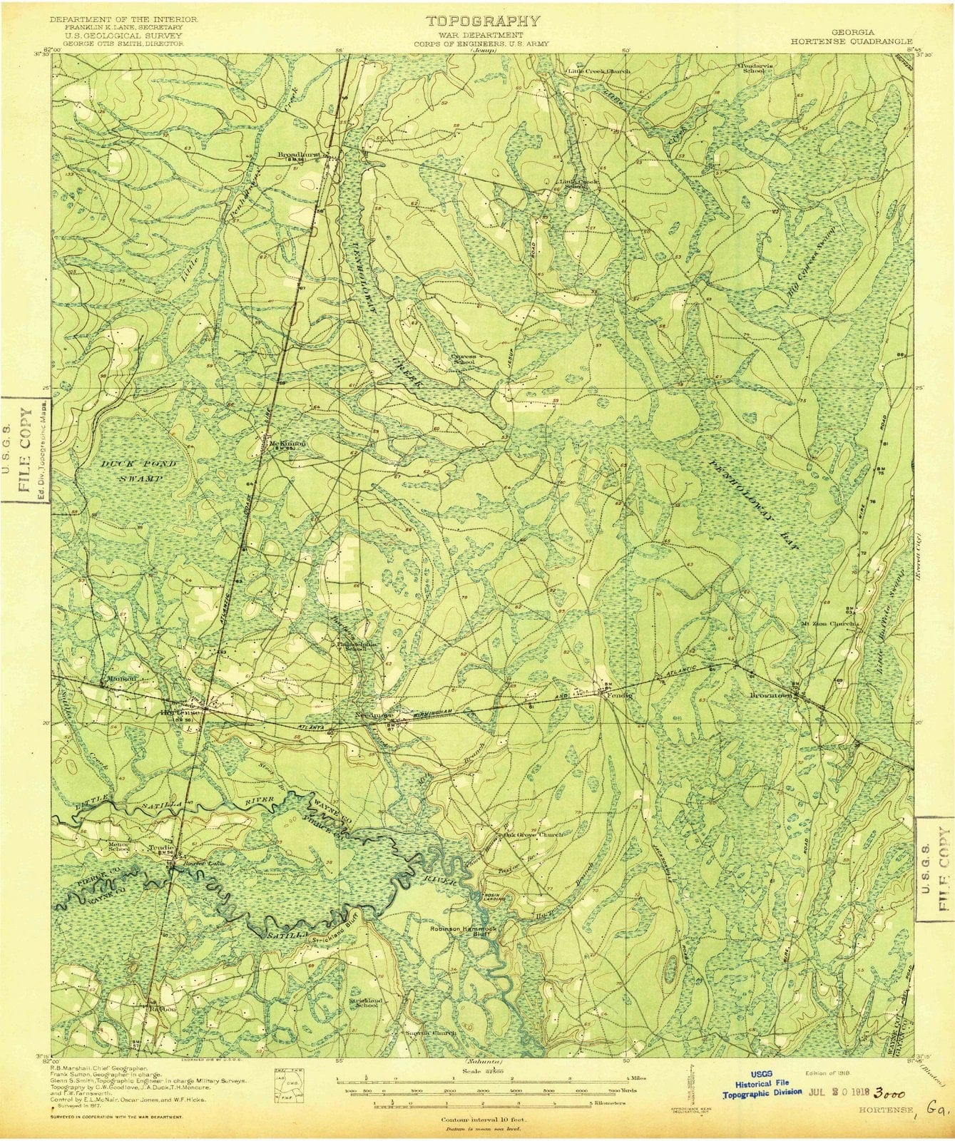 1918 Hortense, GA - Georgia - USGS Topographic Map