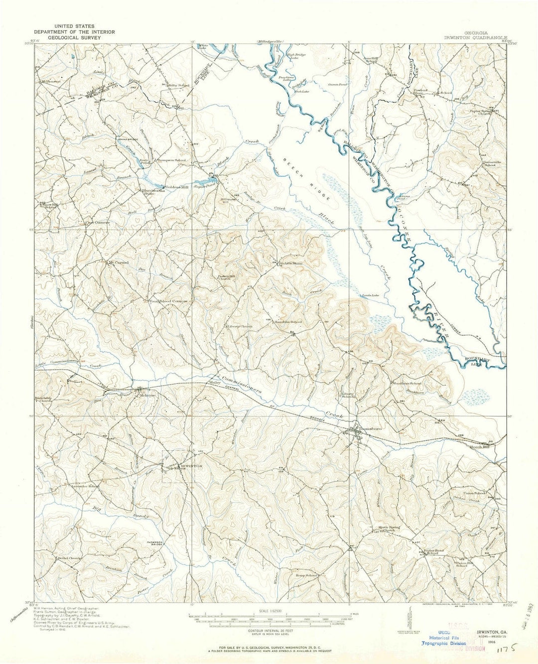 1916 Irwinton, GA - Georgia - USGS Topographic Map