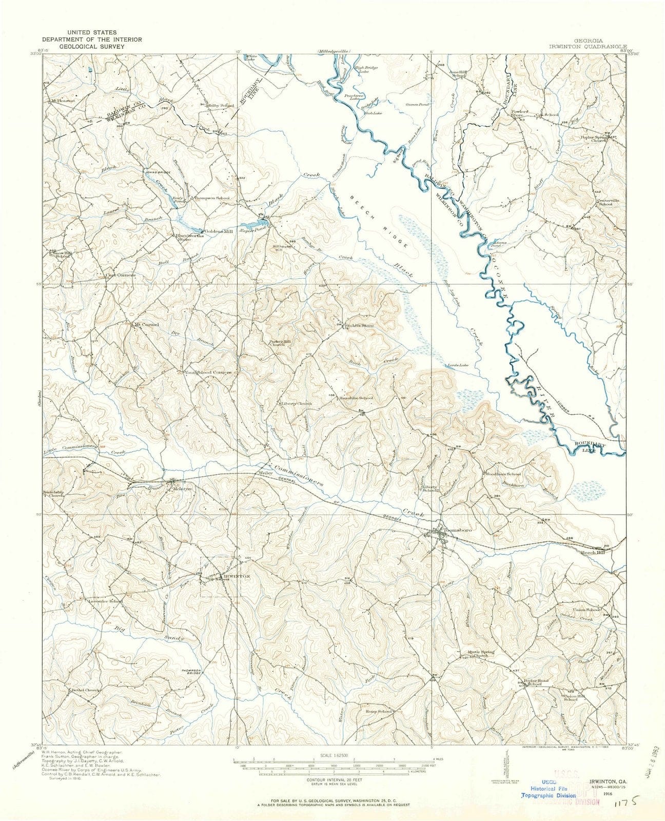1916 Irwinton, GA - Georgia - USGS Topographic Map