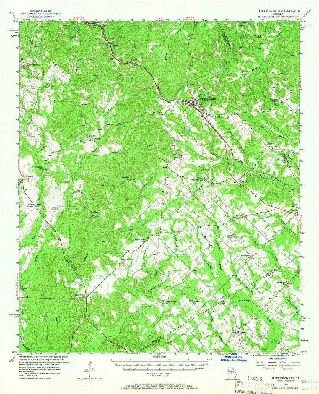 1956 Jeffersonville, GA - Georgia - USGS Topographic Map