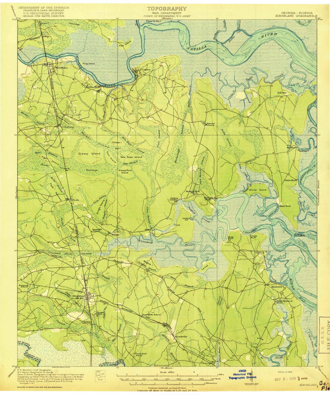 1918 Kingsland, GA - Georgia - USGS Topographic Map