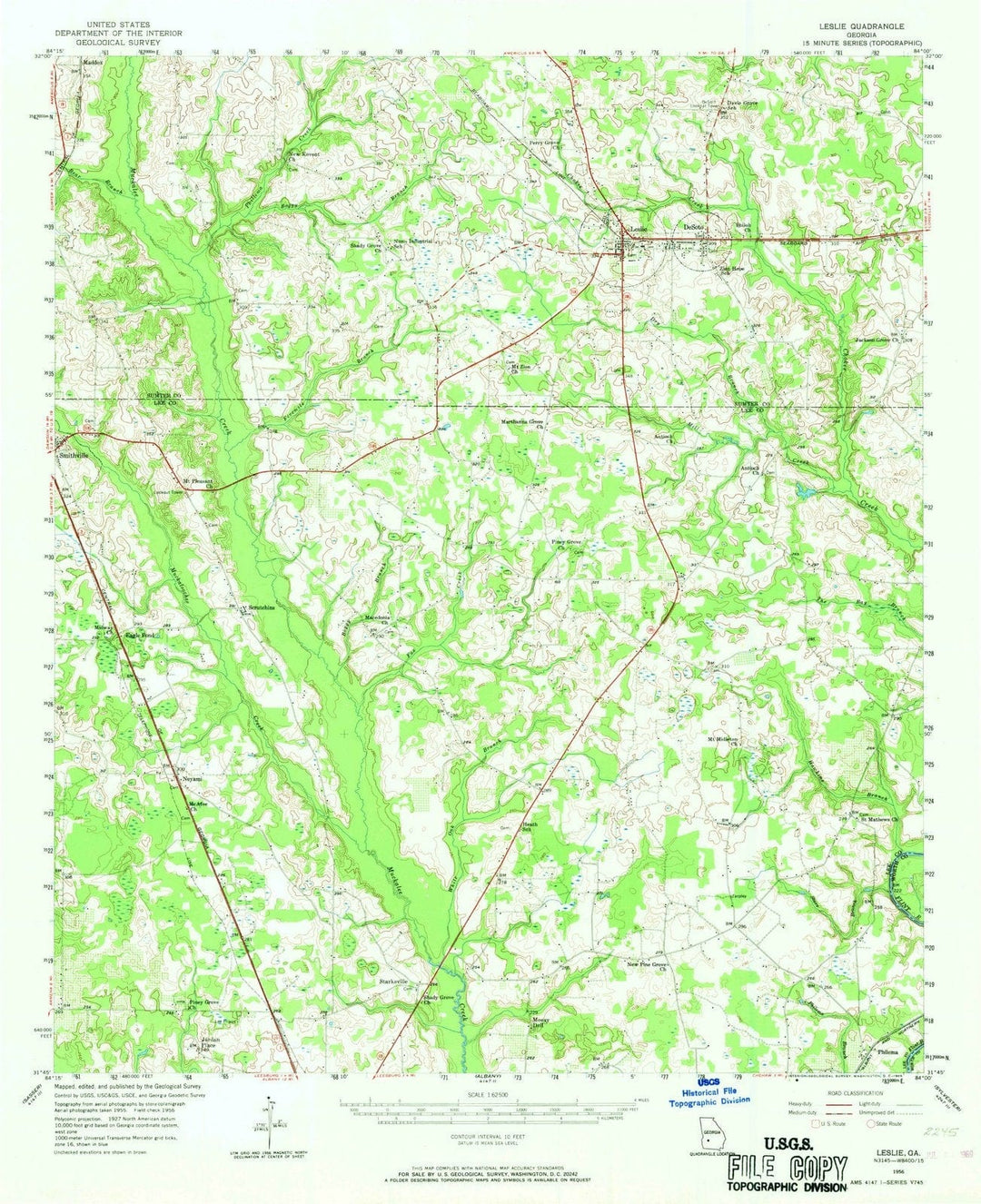 1956 Leslie, GA - Georgia - USGS Topographic Map