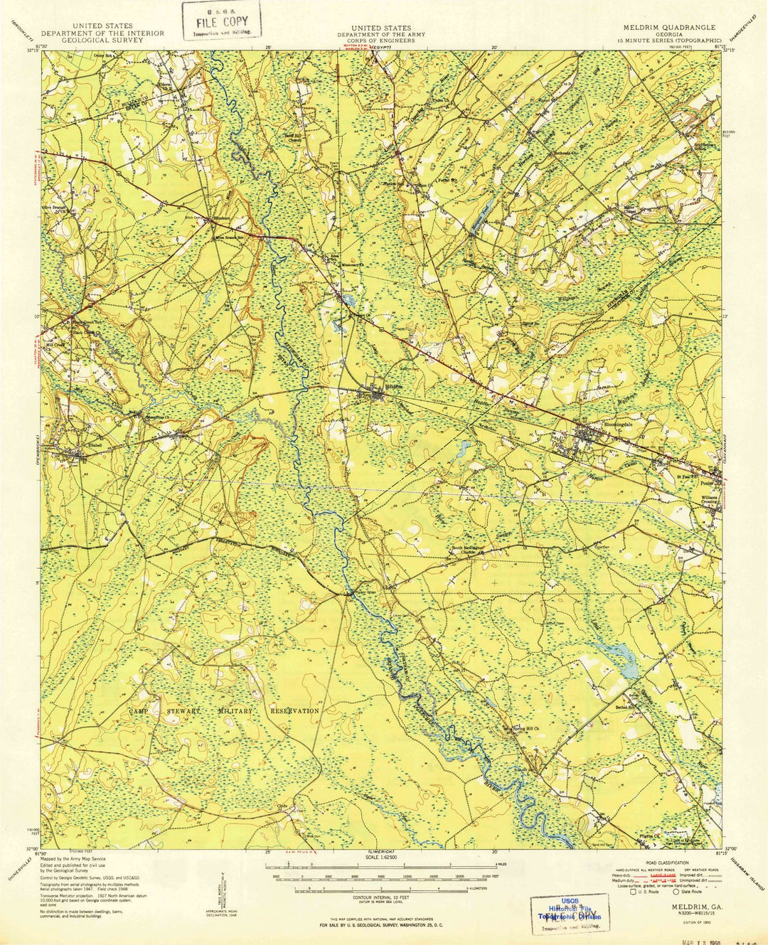 1950 Meldrim, GA - Georgia - USGS Topographic Map