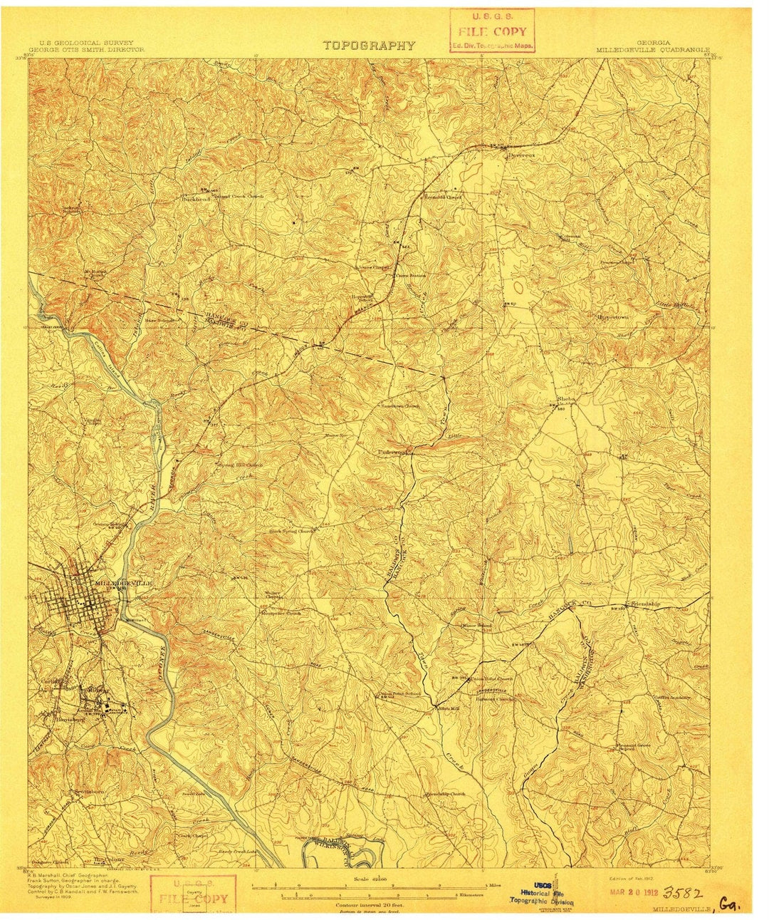 1912 Milledgeville, GA - Georgia - USGS Topographic Map